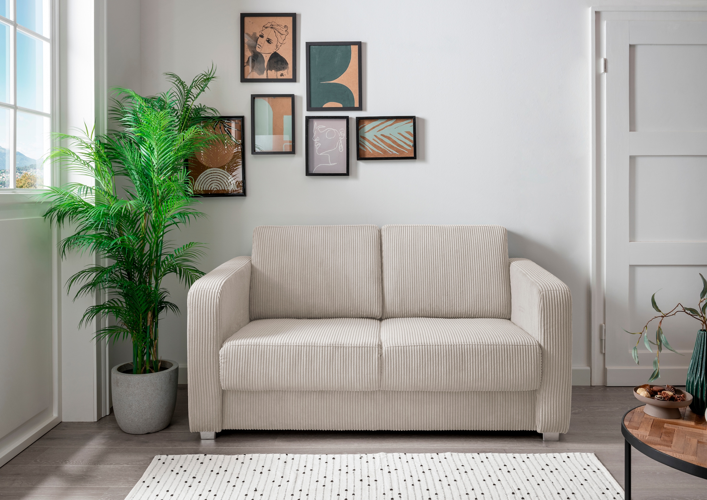 Image of Home affaire Schlafsofa "MIA modern und bequem, schmale Armlehnen, Einzelauszug" zwei verschiedene Fussfarben wählbar