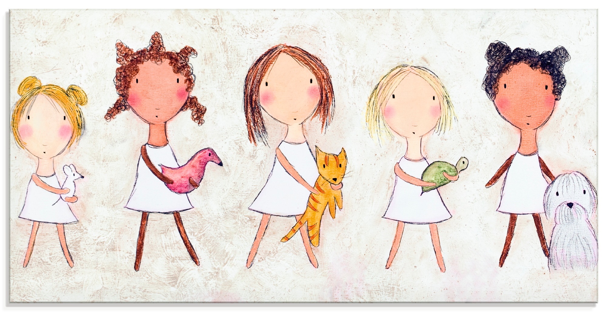 Image of Artland Glasbild »Mädchen mit Tieren«, Kinder, (1 St.) bei Ackermann Versand Schweiz