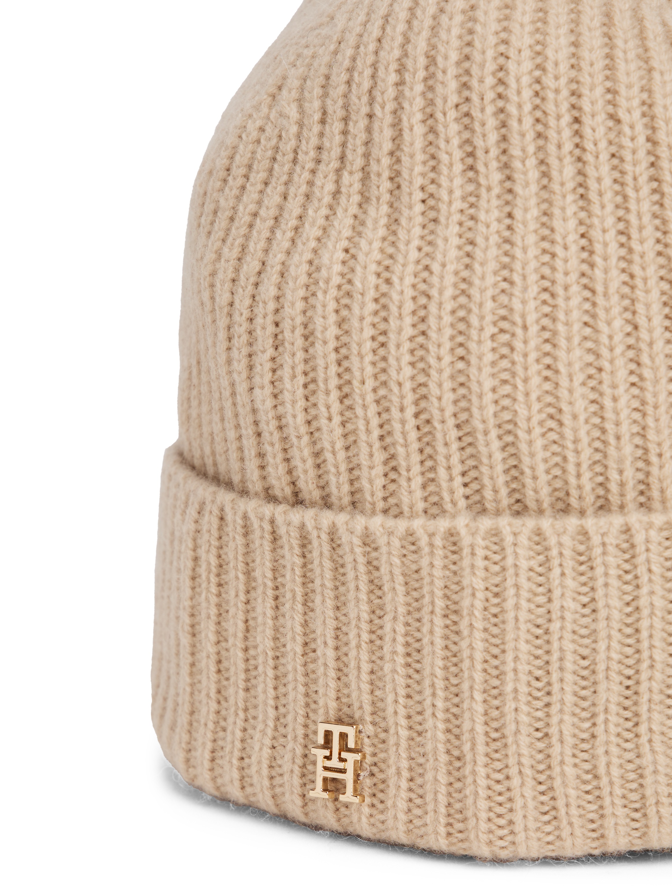 Tommy Hilfiger Beanie »TH CASHMERE« aus Rippstrick, Umschlag