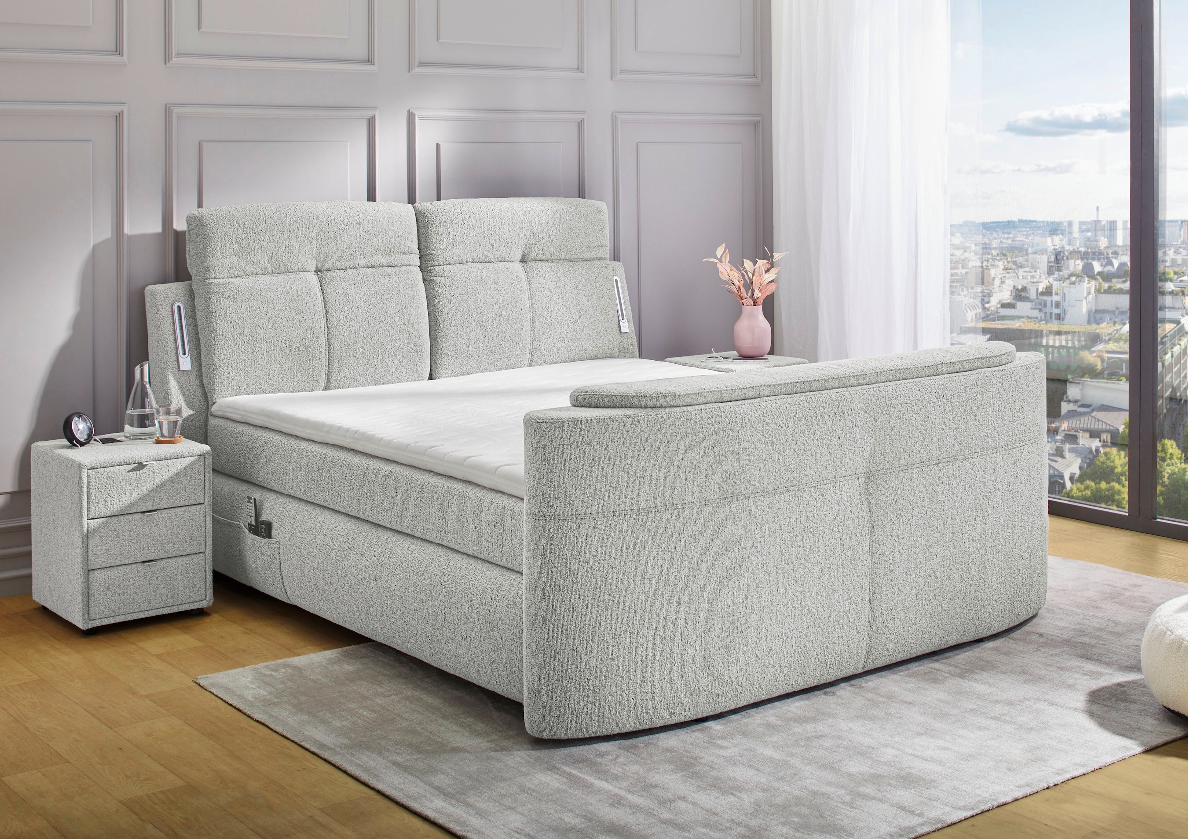Jockenhöfer Gruppe Boxspringbett »Movie Star in der Grösse 180x200cm« mit versenkbarem TV-Lift und Fernbedienung, verstellbare Kopfstützen