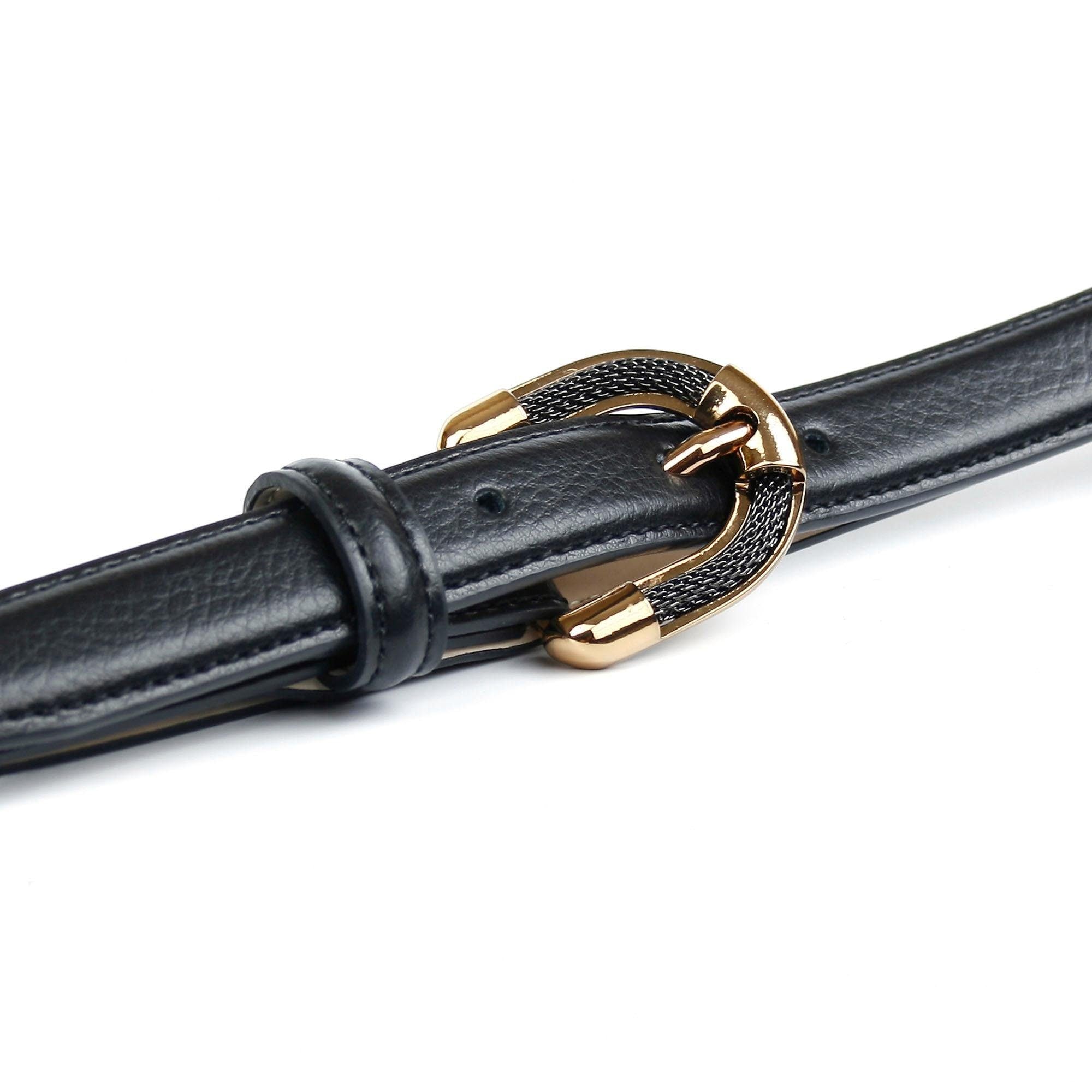 Anthoni Crown Ceinture en cuir in schmaler Form, Schliesse in Bicolor-Optik