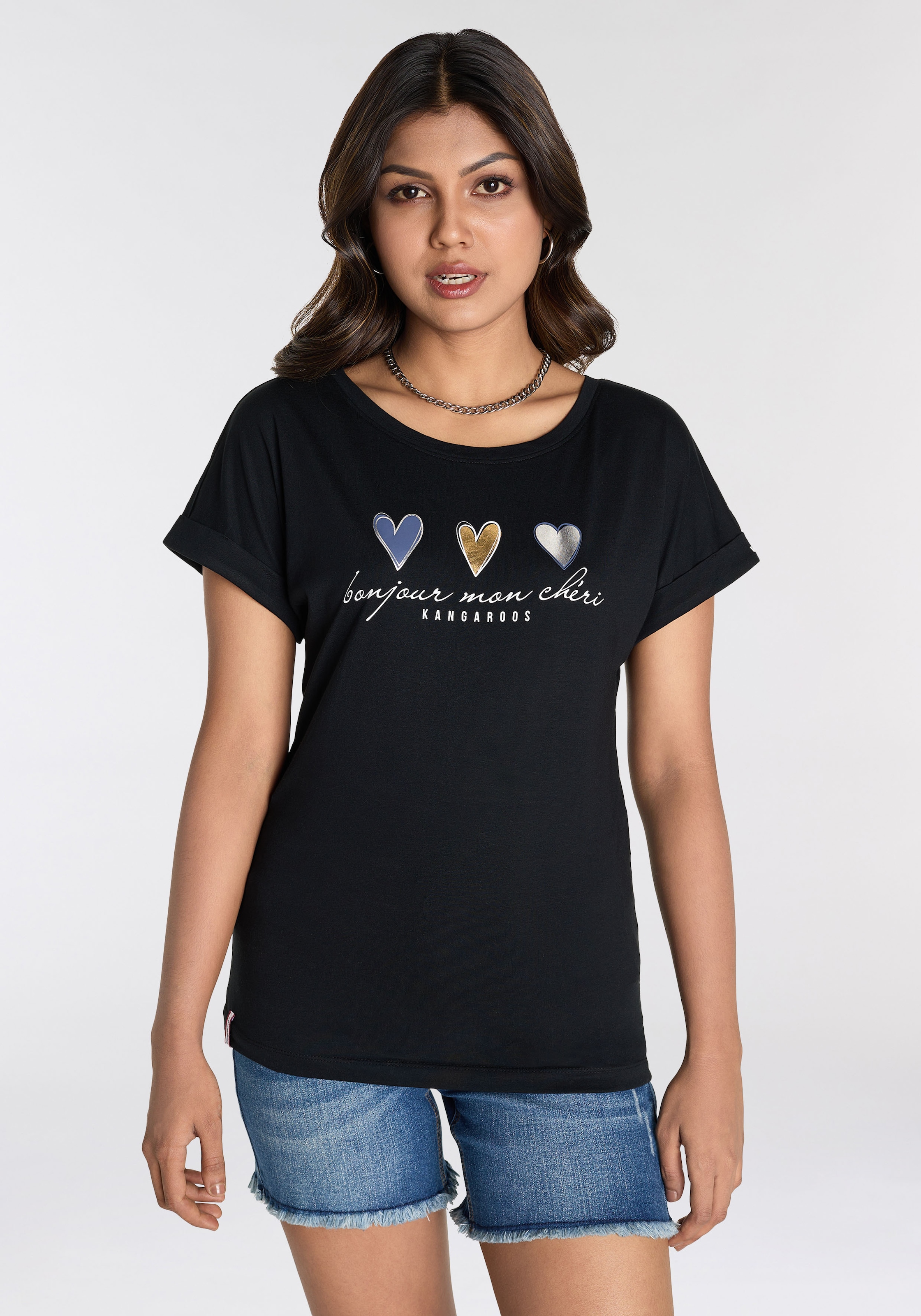 KangaROOS Kurzarmshirt, mit süssen Herz-Logodruck- NEUE-KOLLEKTION