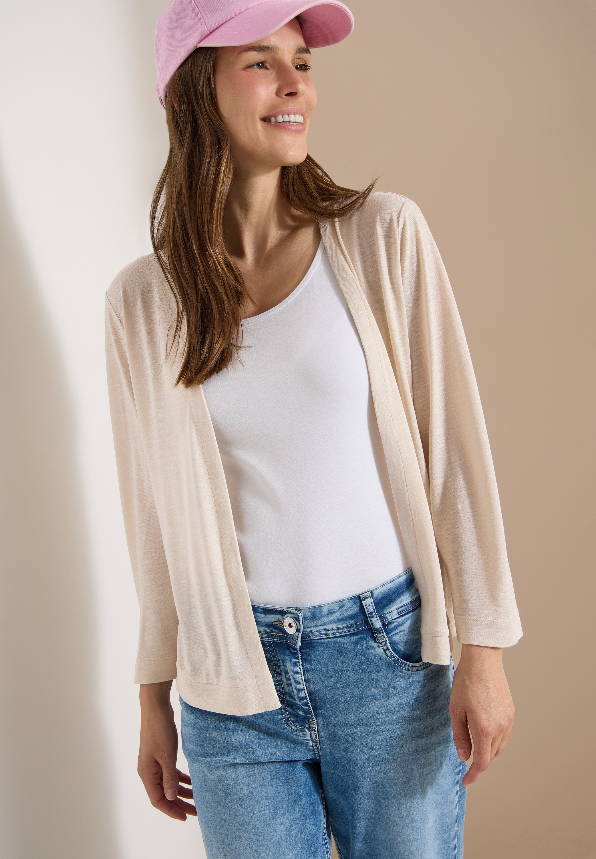 Cecil 3/4-Arm-Shirt Offene Jacke in Unifarbe mit 3/4-Arm