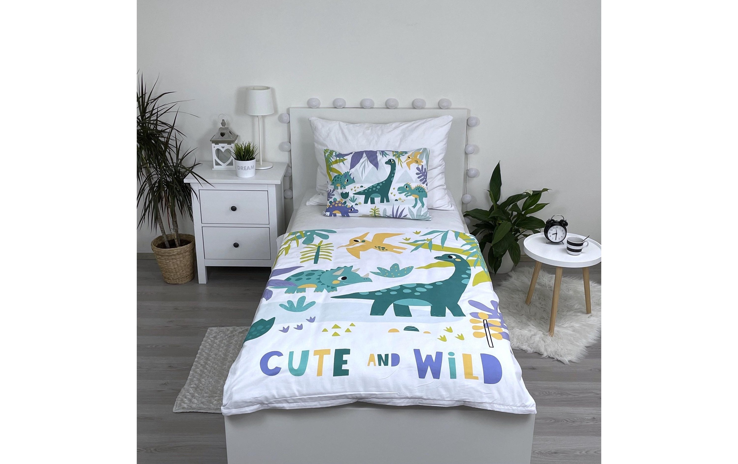 Kinderbettwäsche »Jerry Fabrics Dino cute & wild 100 x 135 cm + 40 x 60 cm«
