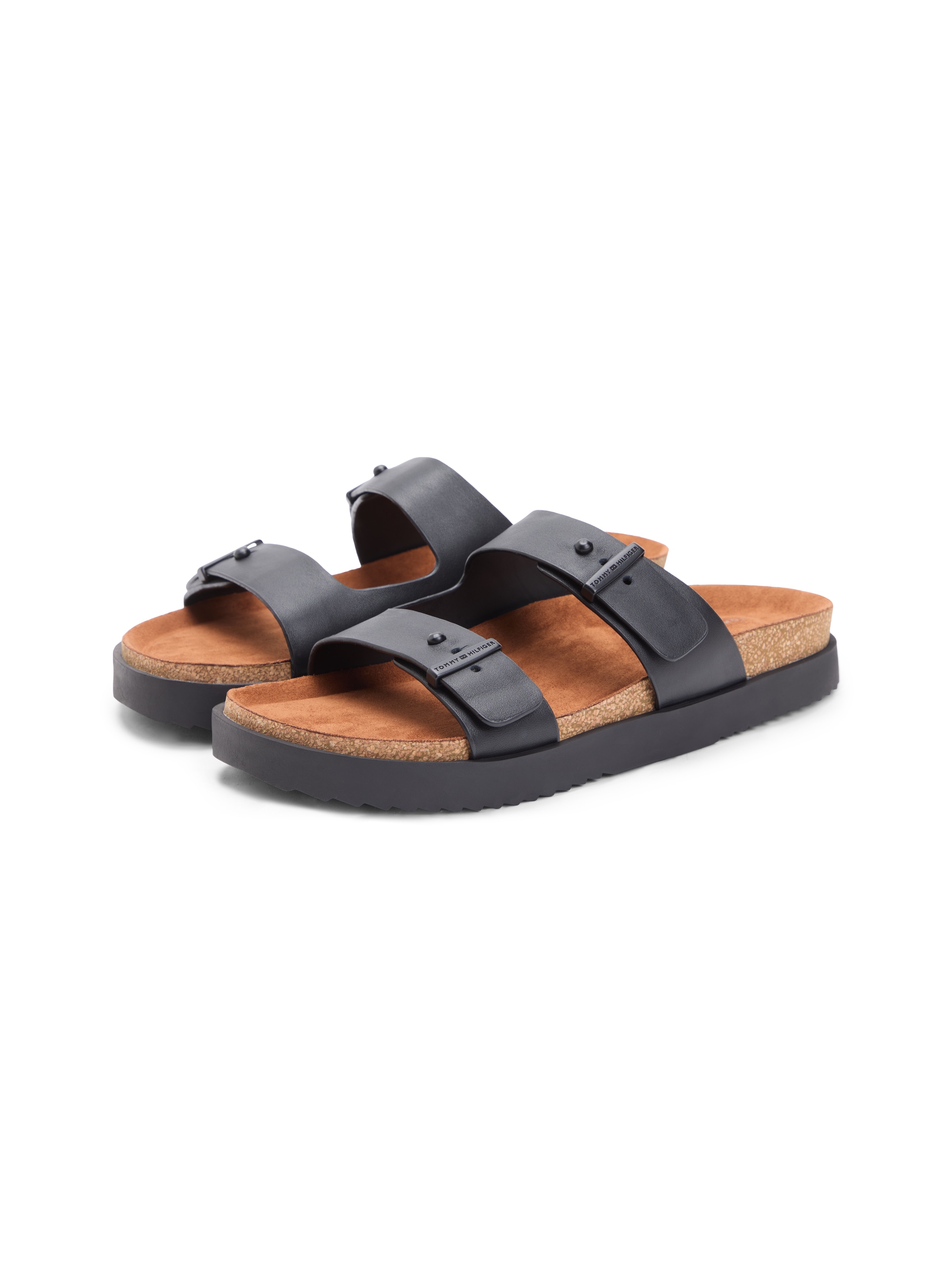 Image of Tommy Hilfiger Pantolette "CORK ADJUSTABLE LTH SANDAL" Sommerschuh, Bequemschuh, Sandale mit Logoprägung in den Schnallen