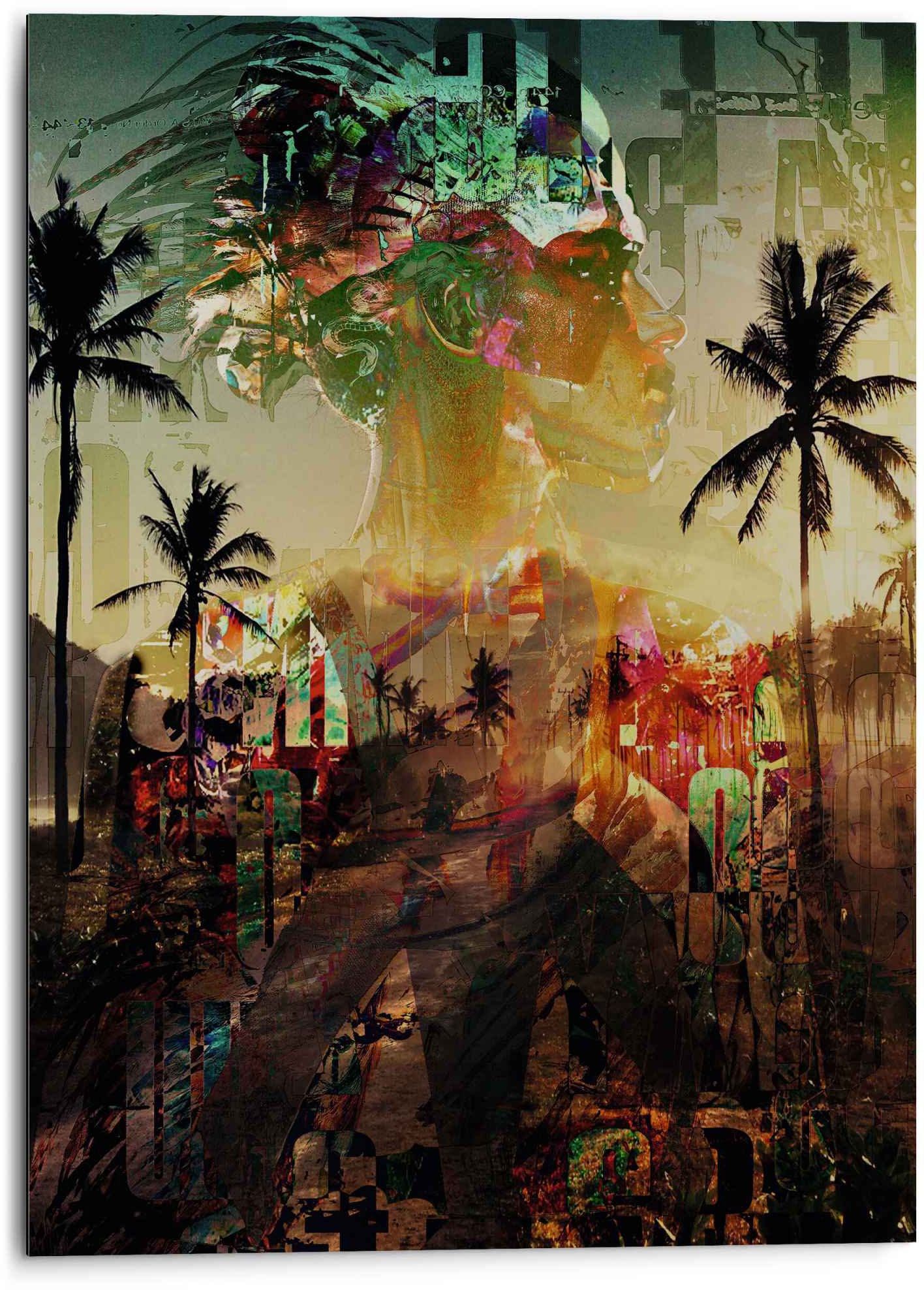 Image of Reinders! Wandbild »Aluminium Wandbild Abstraktes Porträt Palmbomen - Kunst - Kleurrijk«, Abstrakt, (1 St.) bei Ackermann Versand Schweiz