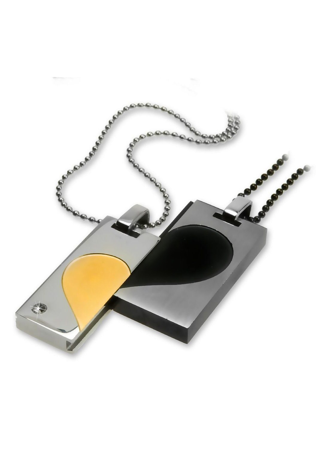 Image of Firetti Schmuckset "Multipack Schmuck Geschenk Halskette Liebe Herz Partnerschaft" (4 Stk. tlg.) mit Kristallstein