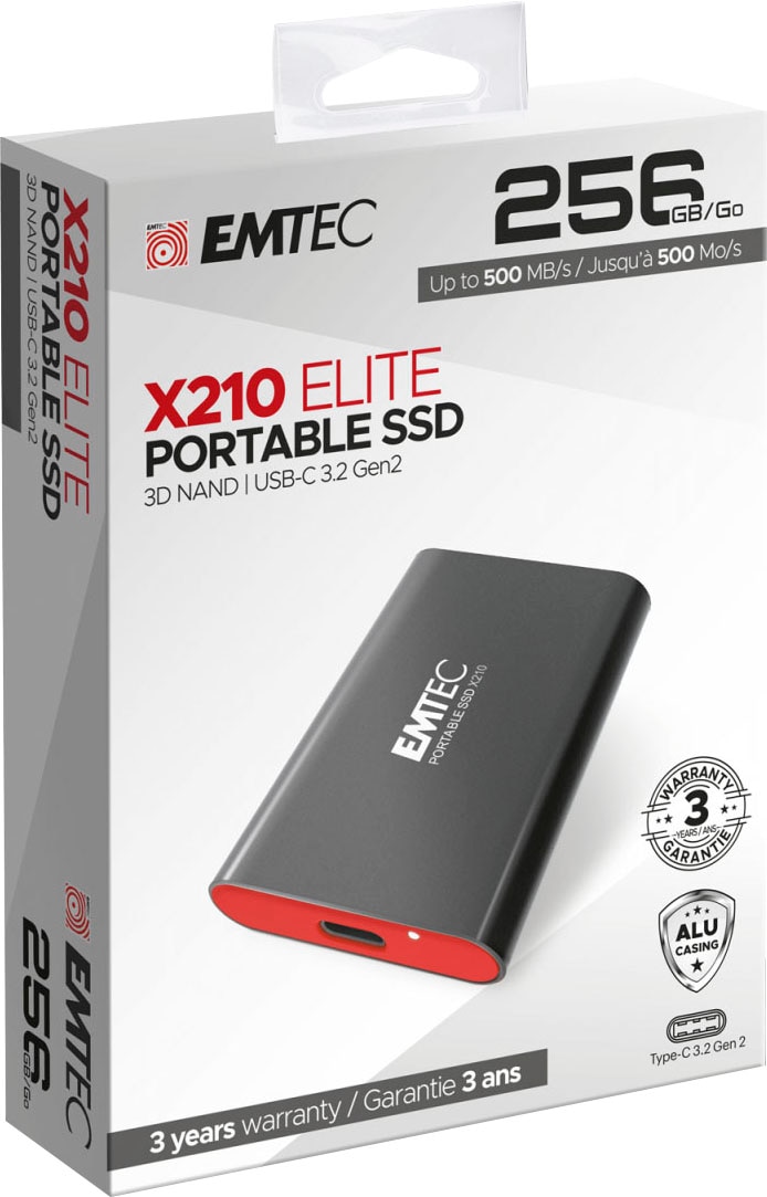 EMTEC externe SSD »X210 Elite Portable SSD 256GB«, Anschluss SATA III-USB 2.0-USB 3.2