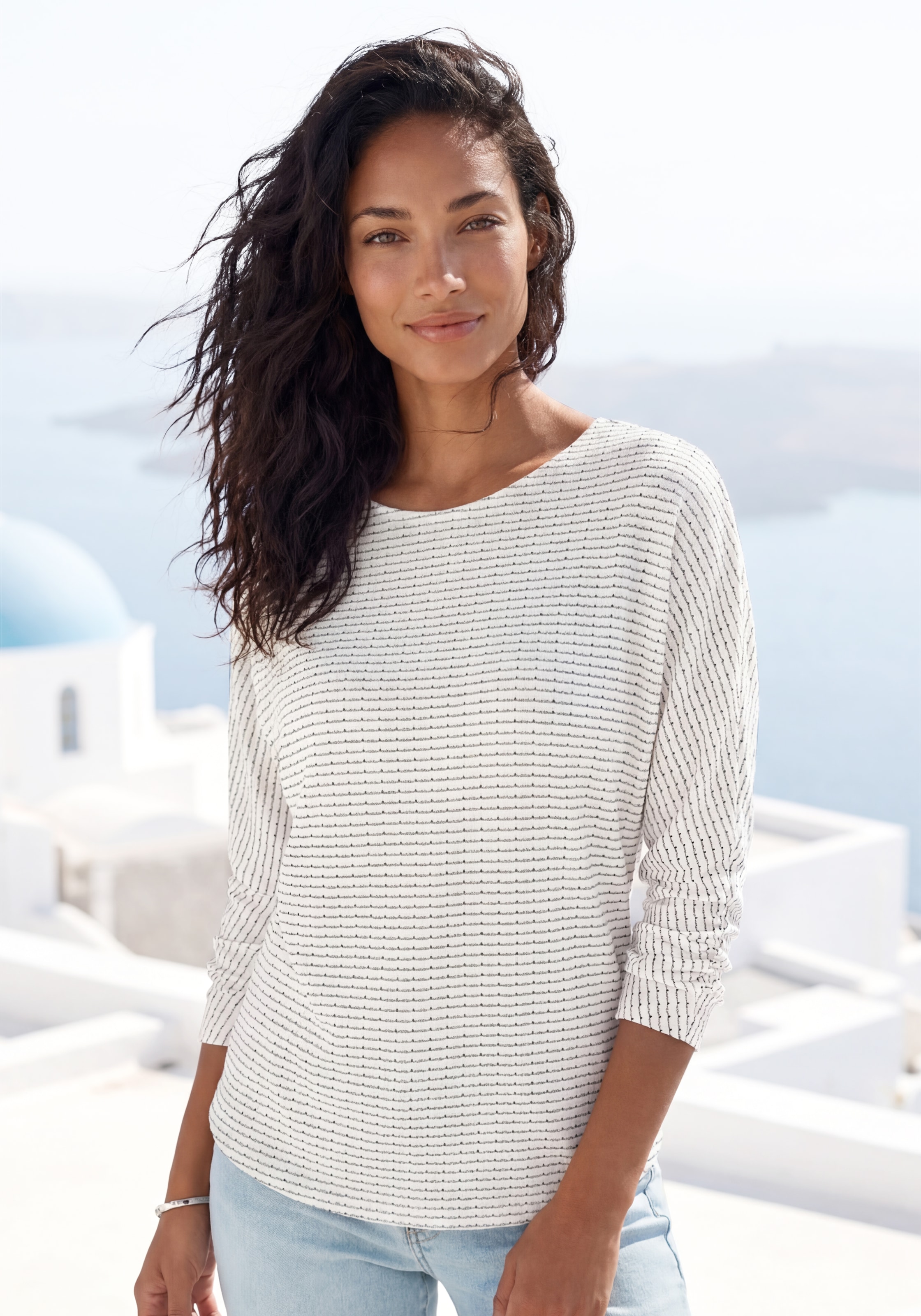 Image of Vivance Langarmshirt "aus Strickqualität mit Viskose" mit Gummizug im Bund