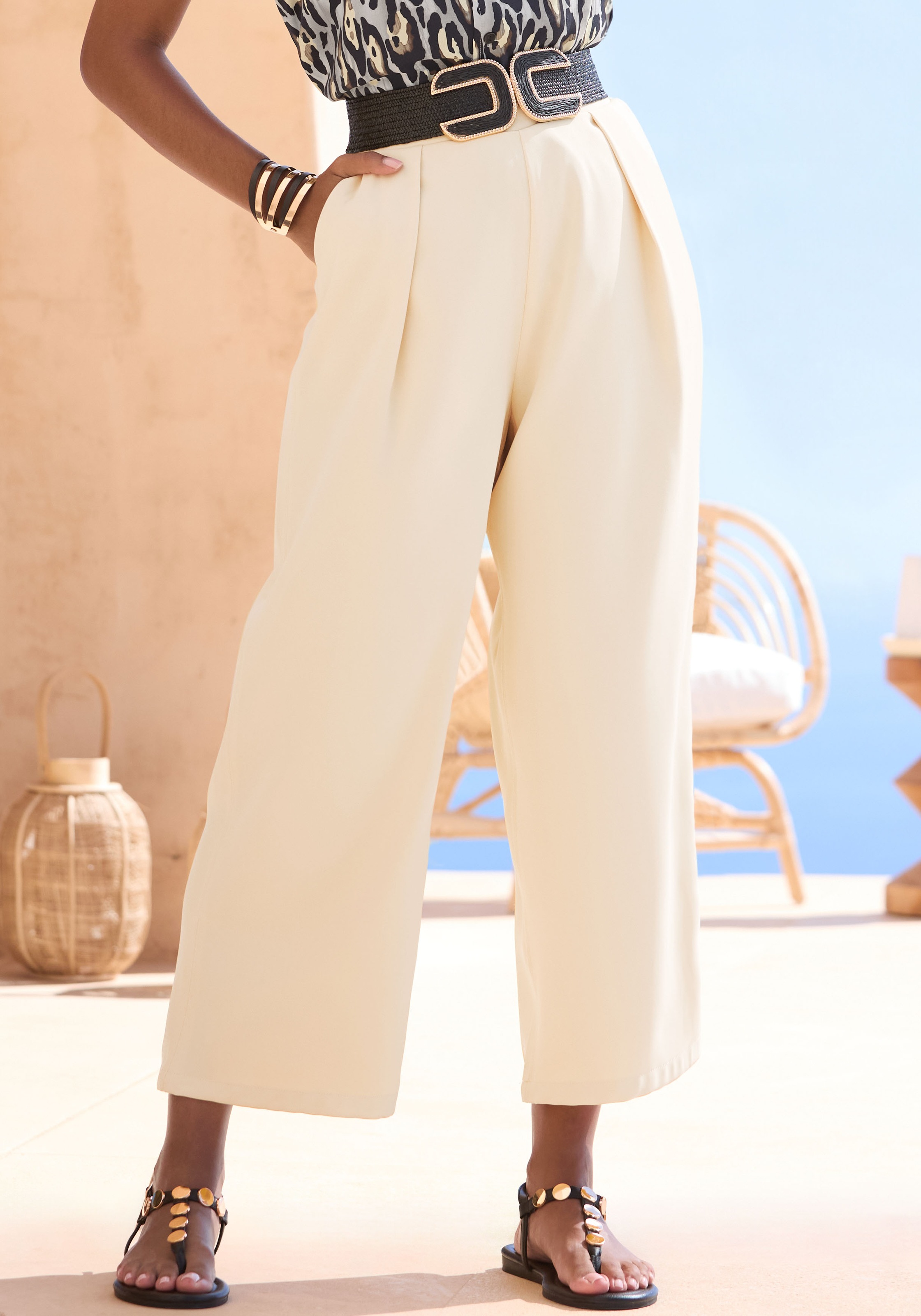 Image of LASCANA 7/8-Hose mit Bundfalten, elegante Schlupfhose aus Webware