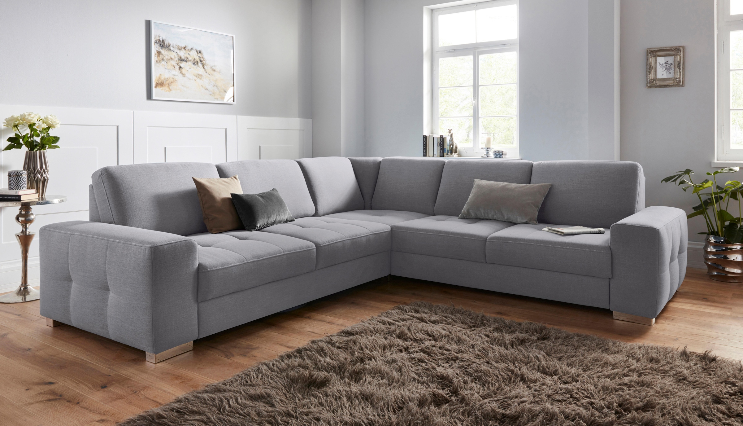 sit&more Ecksofa »Santorini L-Form«, mit Federkern und Sitztiefenverstellung, wahlweise mit Bettfunktion