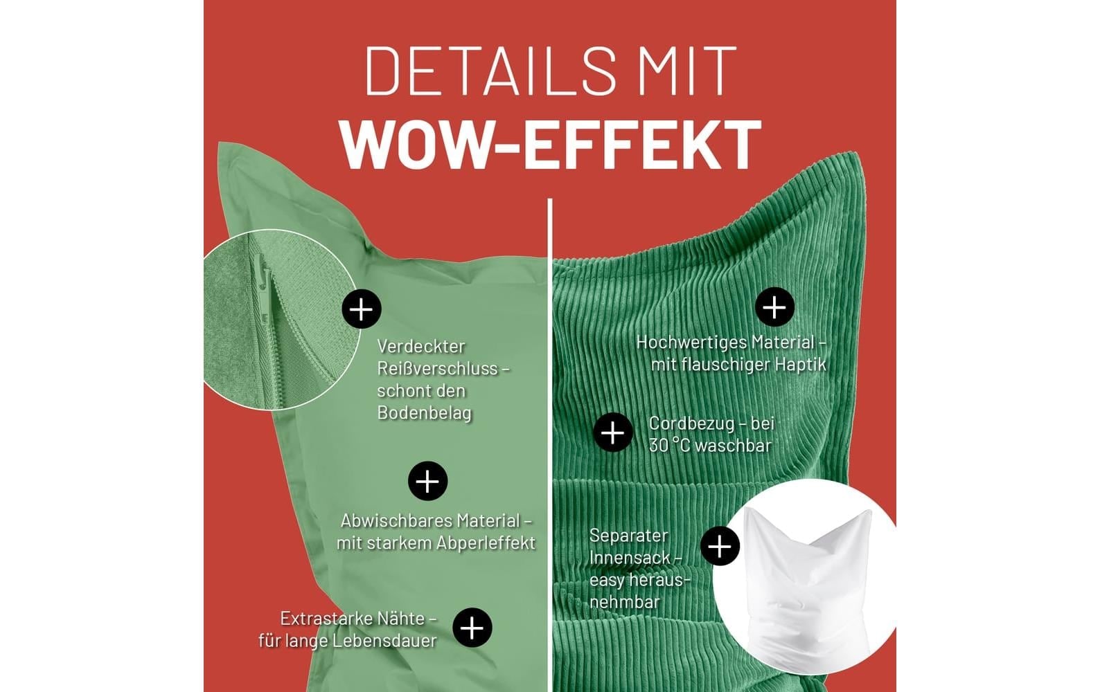 Lumaland Pouf »+ Cordhülle 380 l« 3 cuis tlg. pouf pour intérieur et extérieur