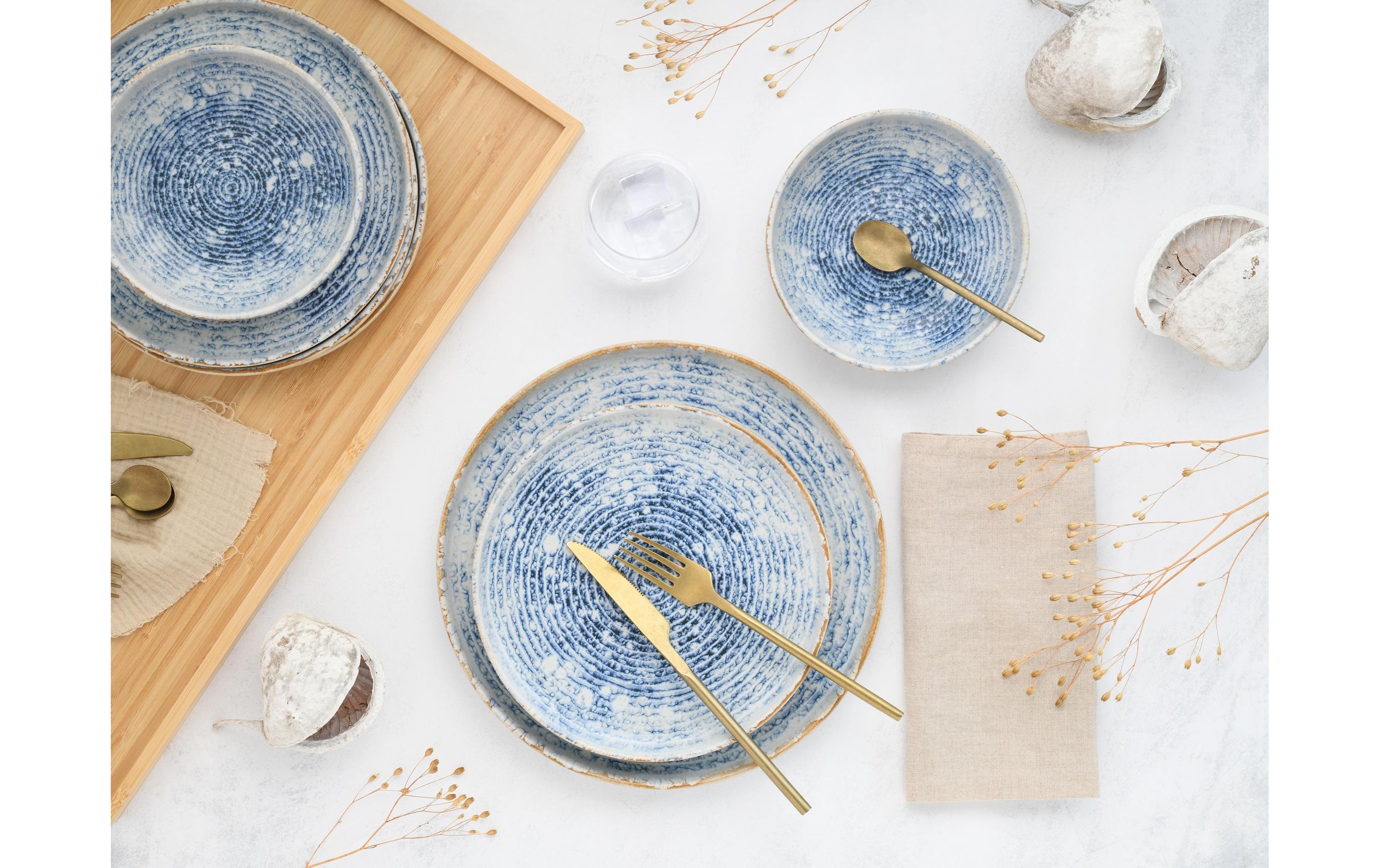 CreaTable Service combiné »Teller-Set Blau/Weiss«