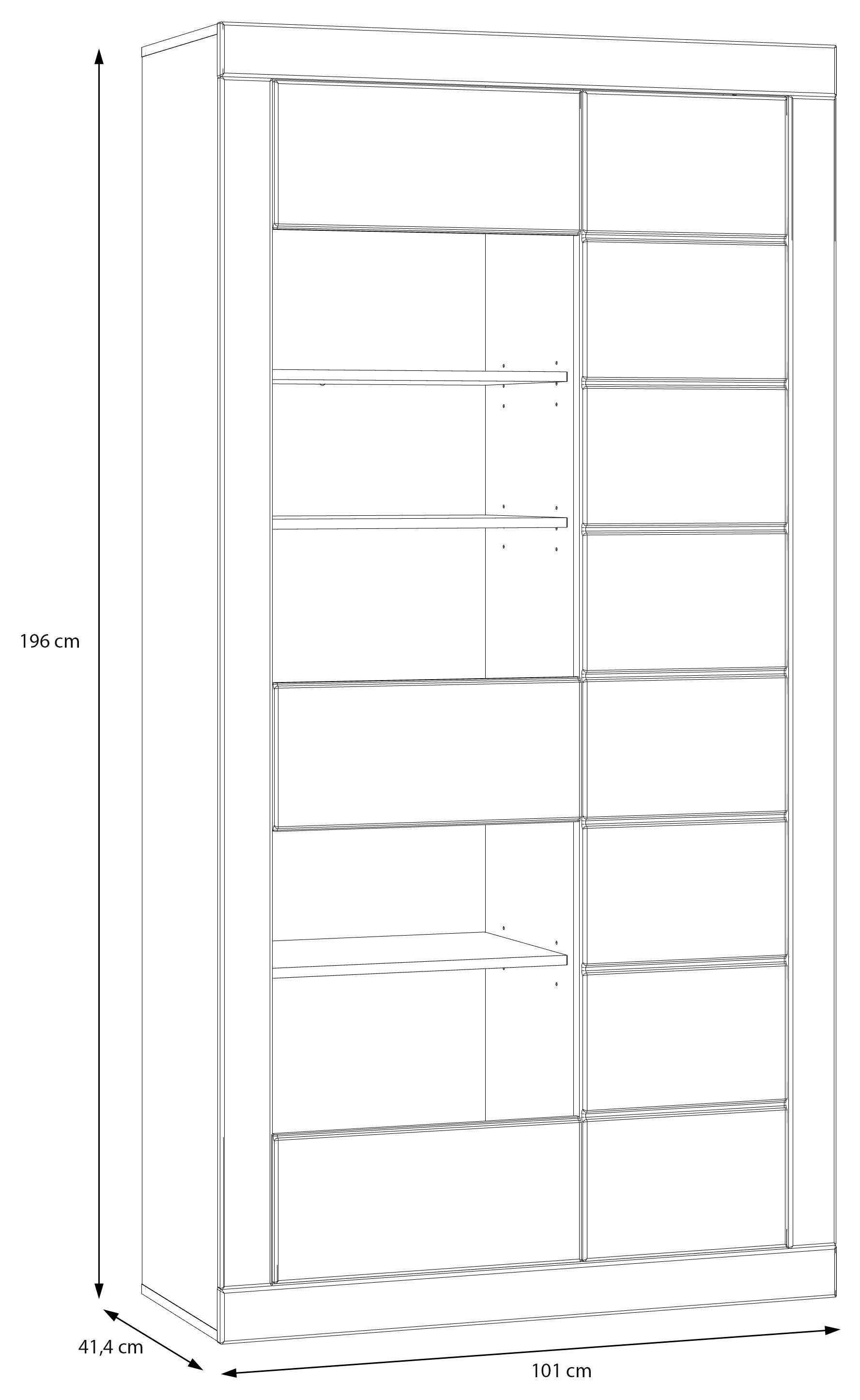 FORTE Vitrine »Lefkadas, Breite 101cm , Höhe 196cm« Highboardvitrine, grifflose Front, breite Rahmenoptik mit Glaseinsatz