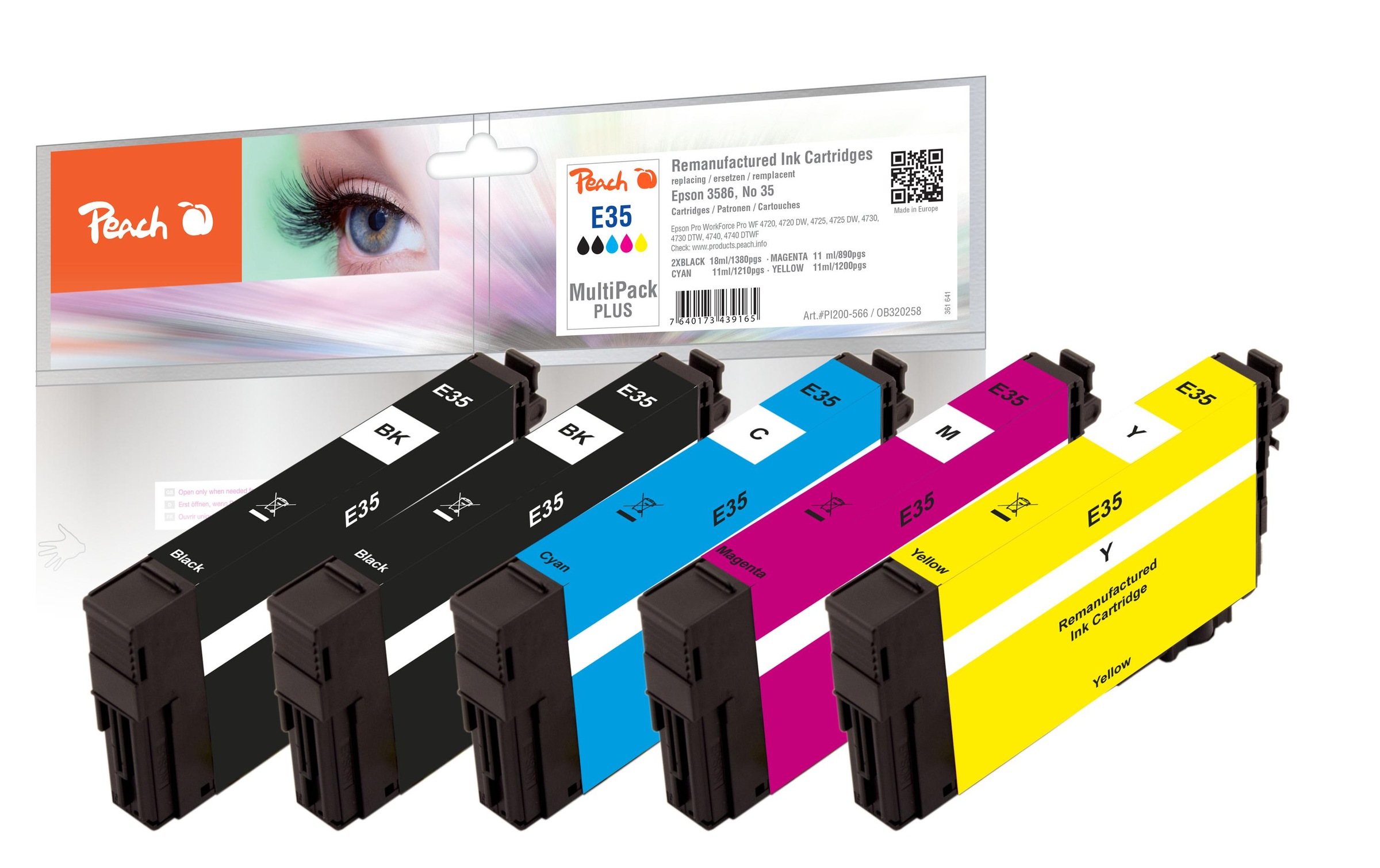 Tintenpatrone »Peach Epson No 35 2x BK, C, M, Y«, (5 St.)