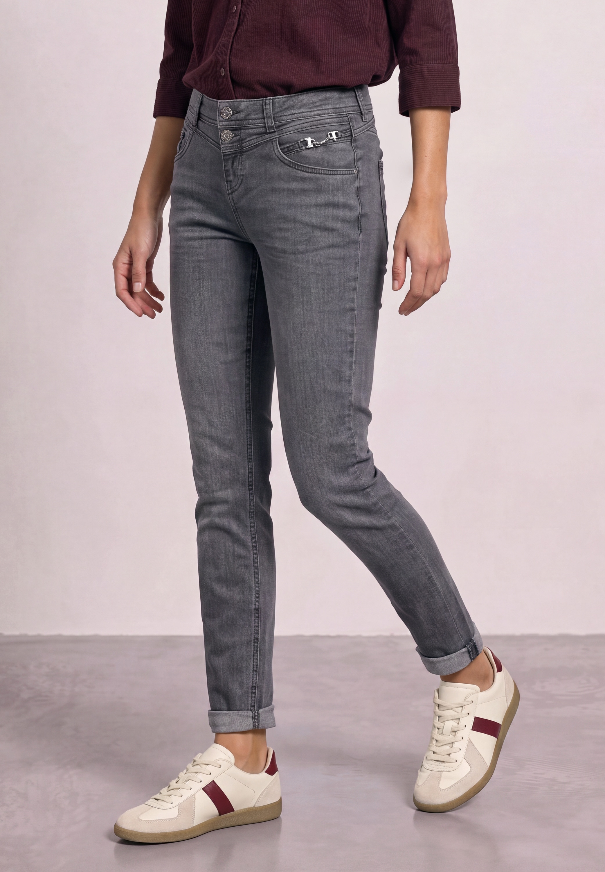 Image of STREET ONE 5-Pocket-Jeans "Style Jane" mit Dekodetails / Slim Legs / Stretch