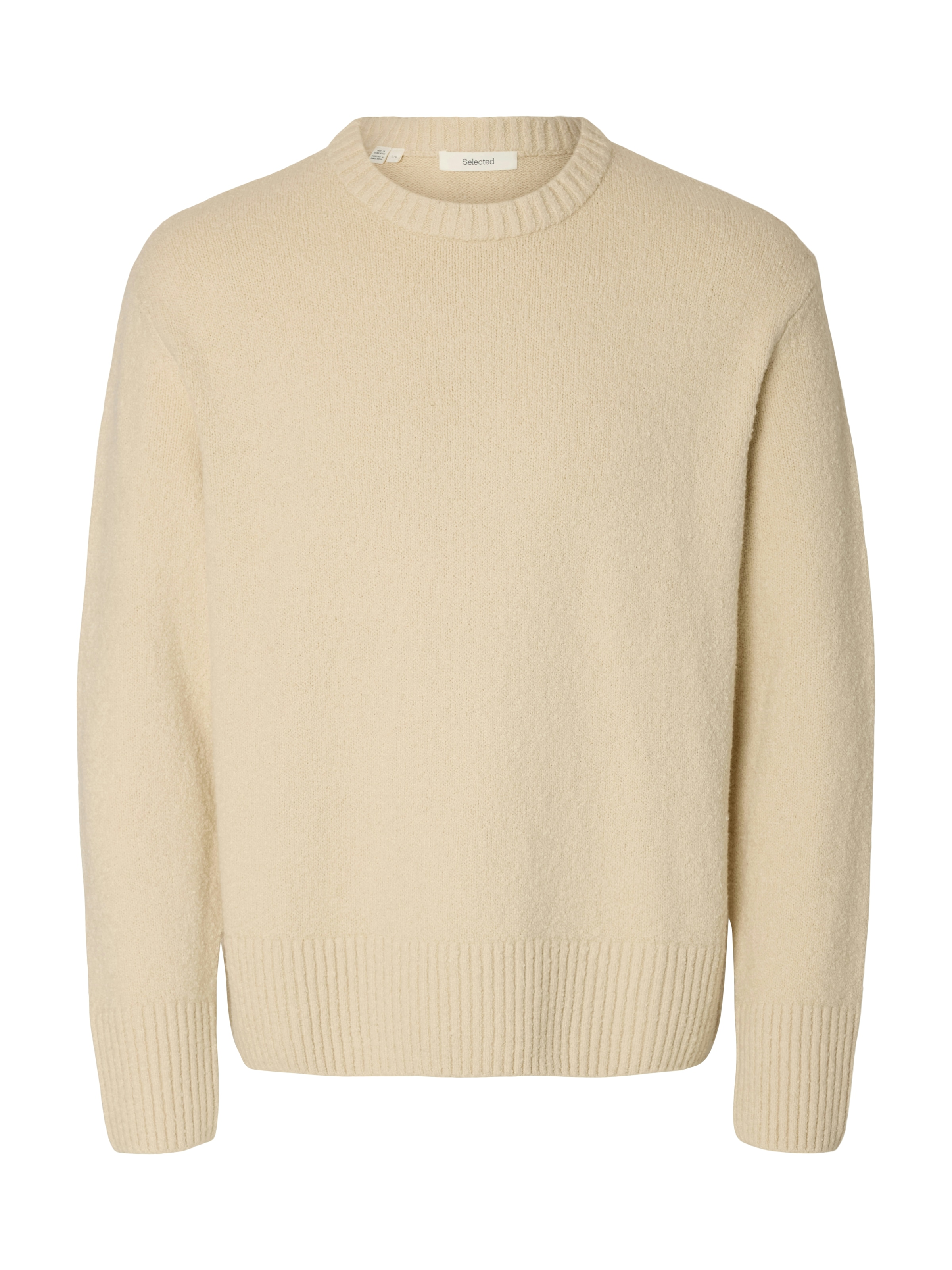SELECTED Pull à col rond »SLMALEX LS KNIT CREW NECK NOOS« mélange coton, coupe décontractée