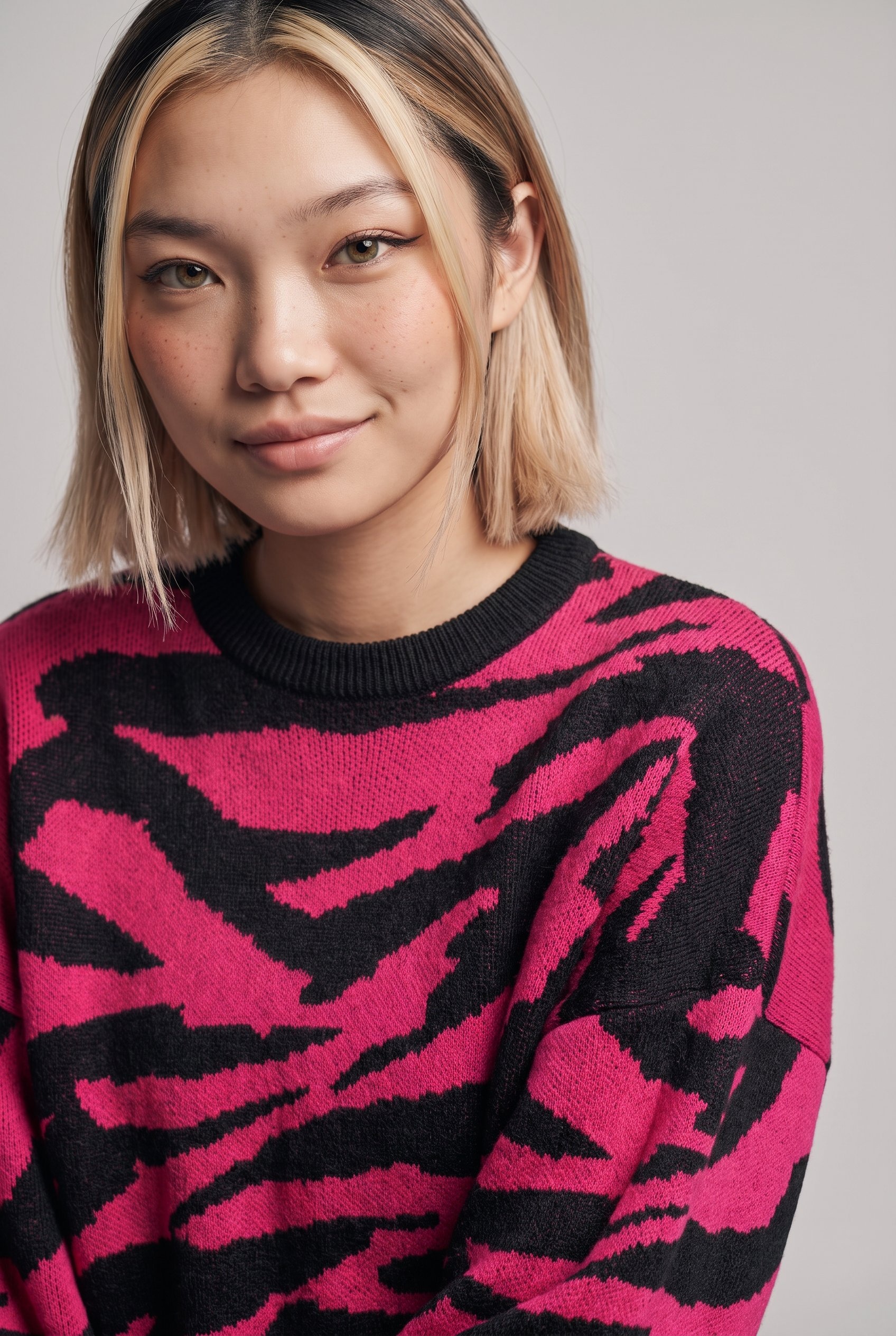 Image of ONLY Strickpullover "ONLHILLA LS JQ MIX BOX O-NECK KNT NOOS" Kunstfaser, regular fit