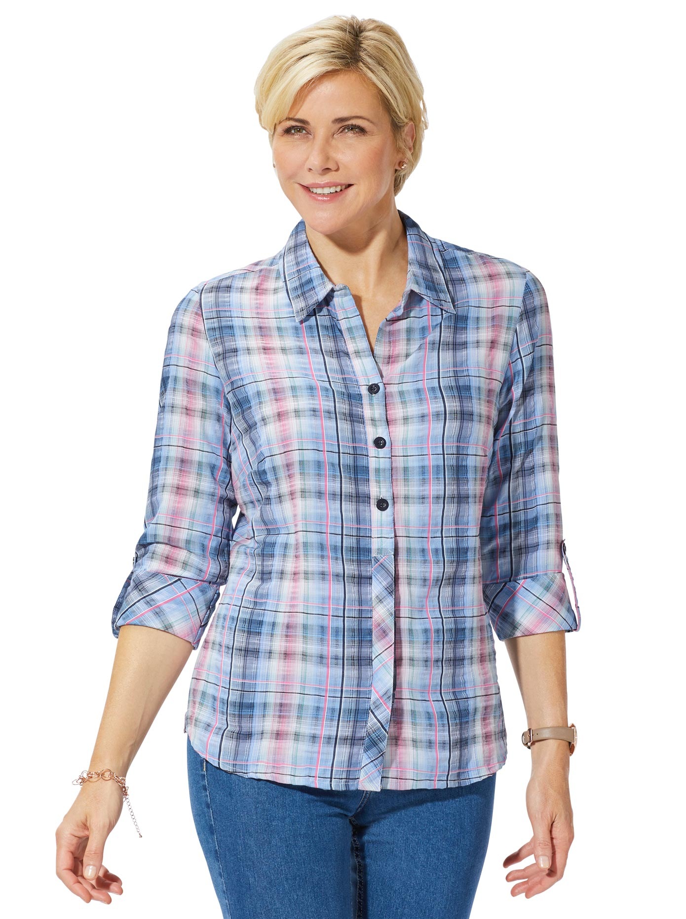 Bluse im allover Karo-Dessin