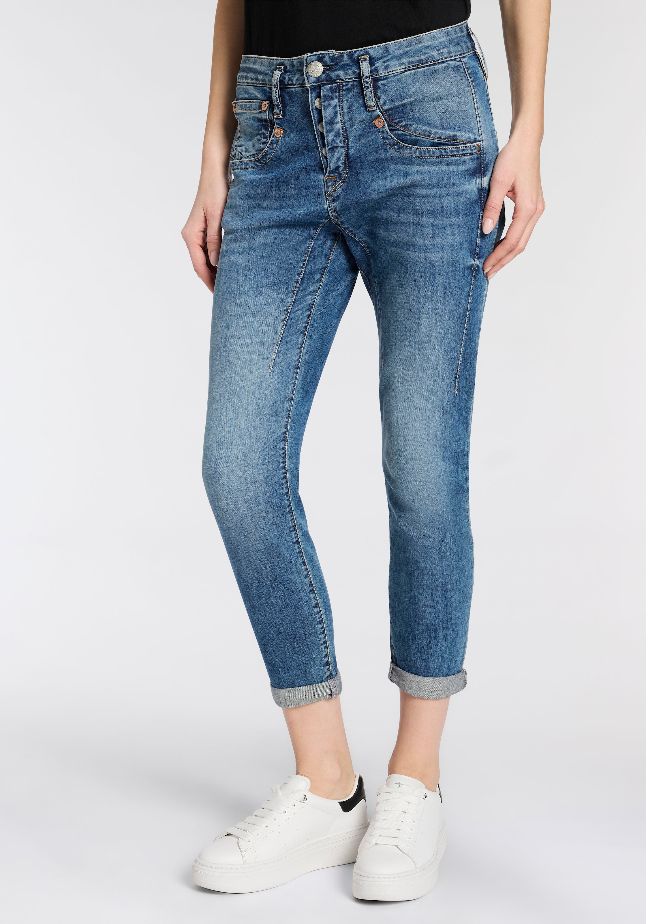 Image of Herrlicher Boyfriend-Jeans "Shyra Cropped Denim Light" 7/8-Länge mit hohem Bund