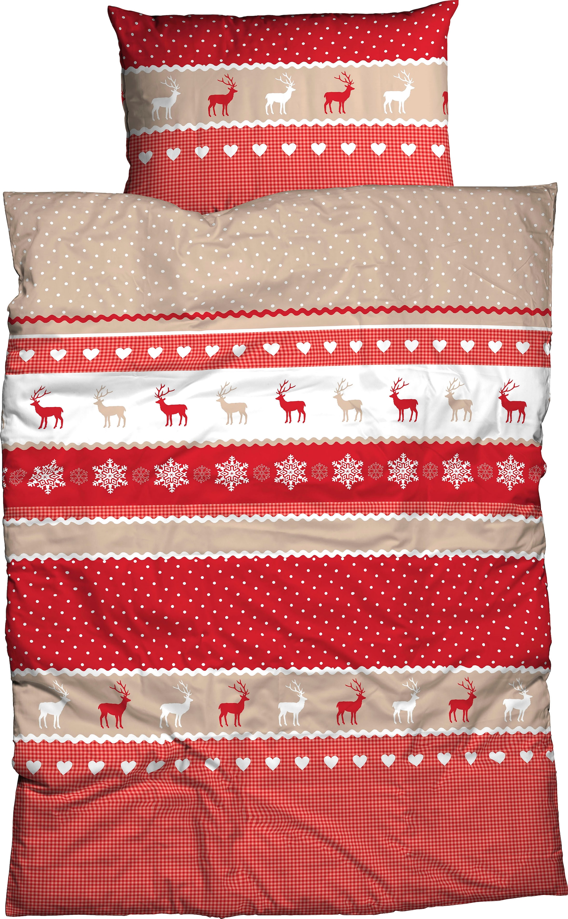 CASATEX Linge de lit »Garmisch« 2 cuis schöne Hirschmotive, Herzen und Schneekristallen