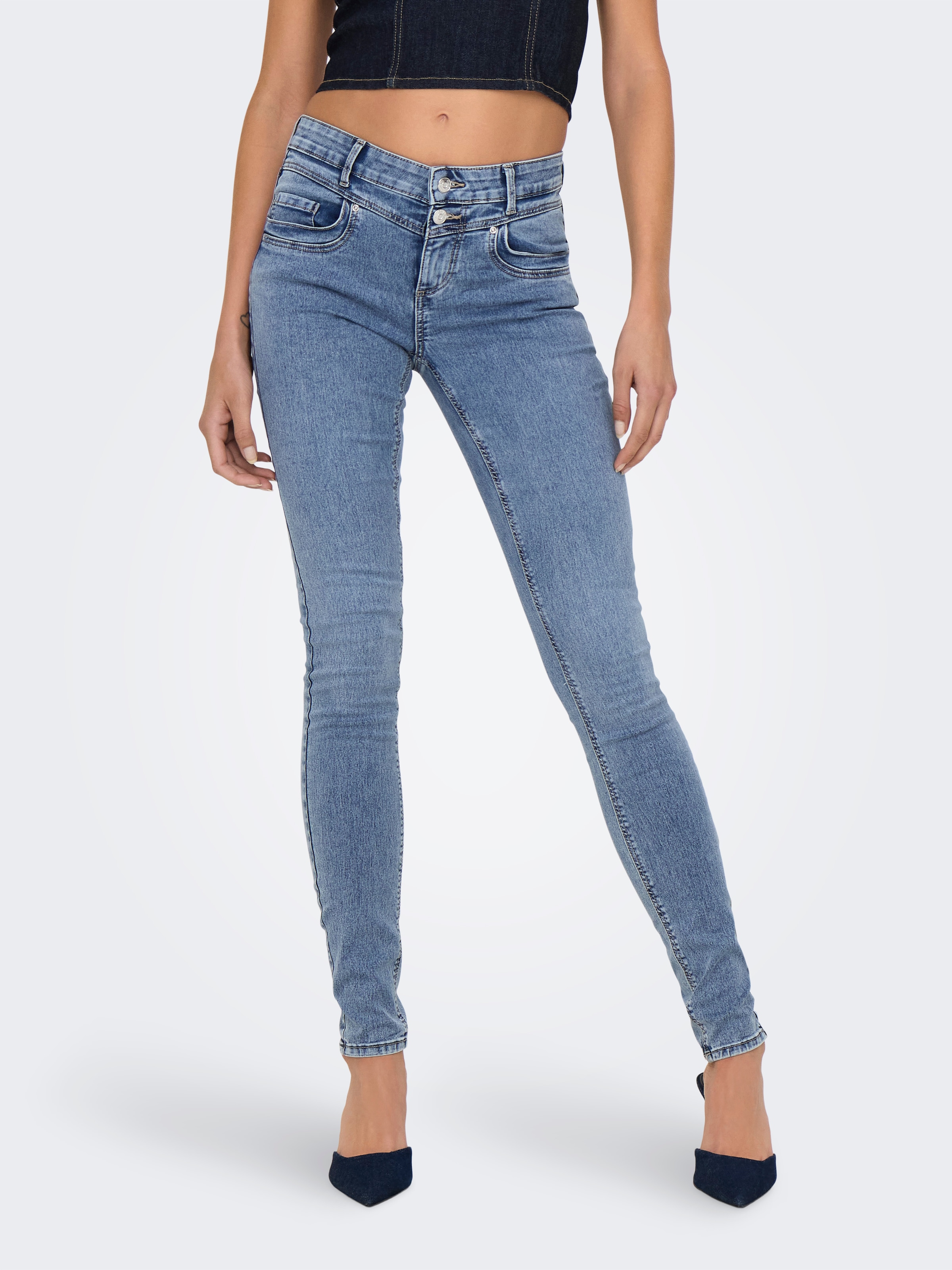 Image of ONLY Skinny-fit-Jeans "ONLROYAL REG DB FYOKE SK DNM PIM"