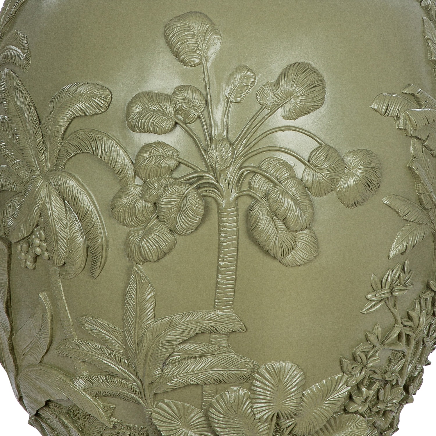GILDE Bodenvase »Bodenvase bauchig Jungle grün H. 55,5 cm« Bodenvase, Tiermotiv, Pflanzenmotiv, exotisch, Dschungelstil