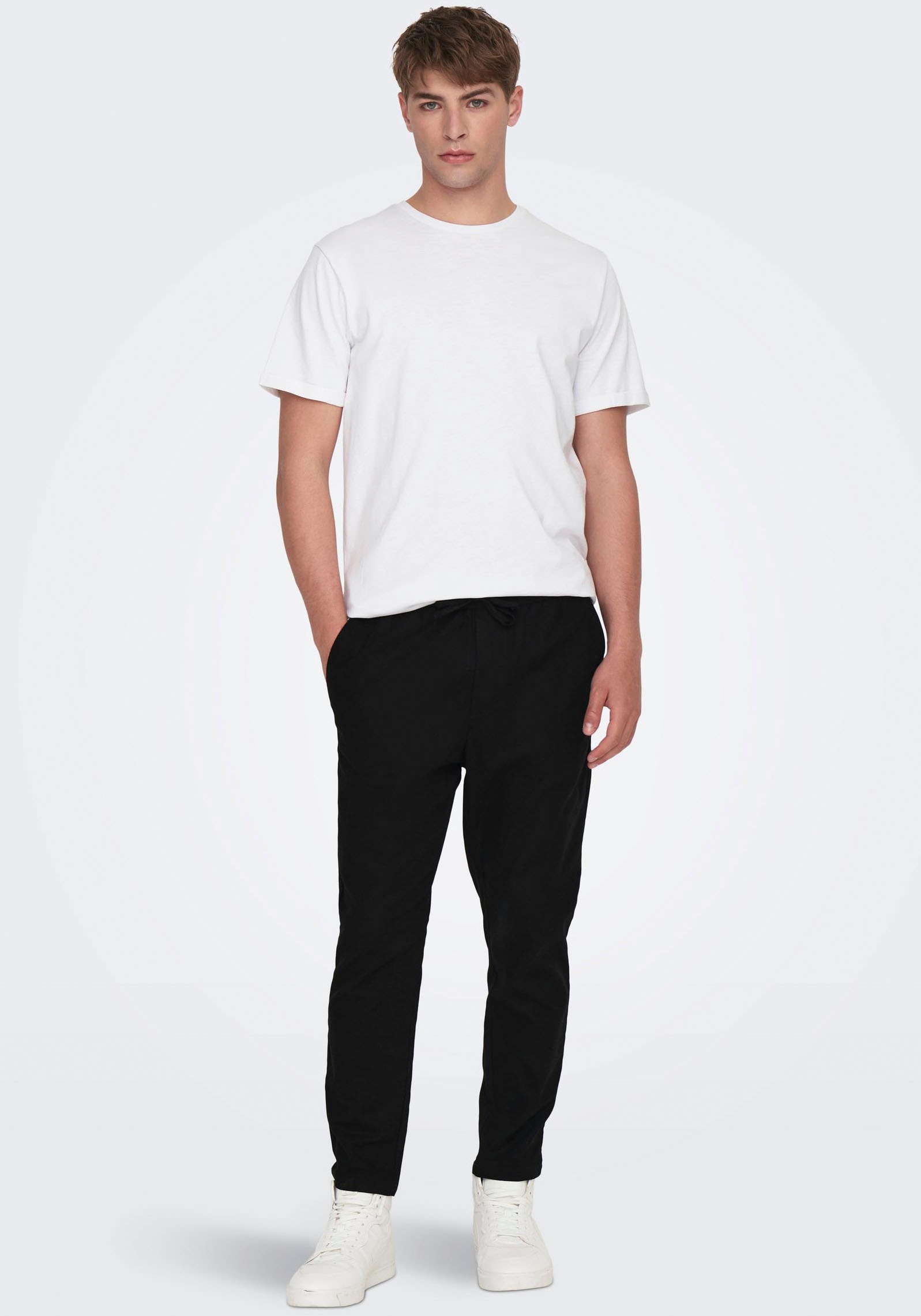 ONLY & SONS Pantalon en tissu »ONSLINUS CROP 0007 COT LIN PNT NOOS«  mit Leinen