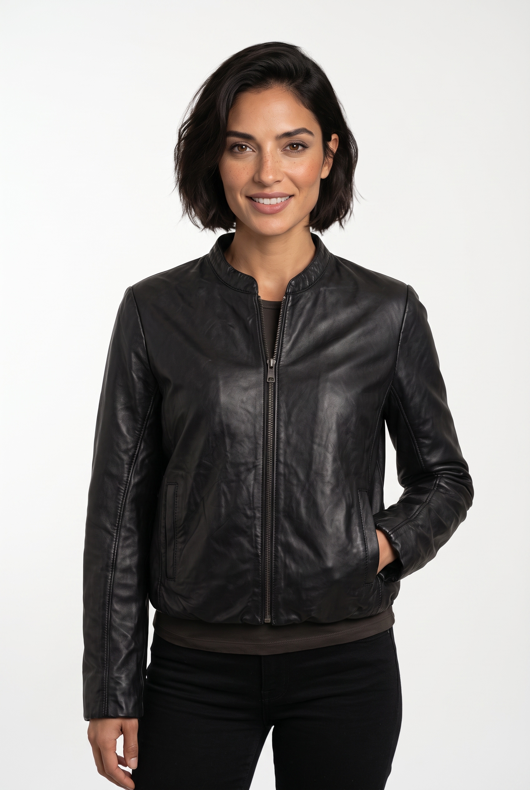 Image of Mauritius Lederjacke "MWSvala" mit elastischen Saum- und Ärmelabschlüssen