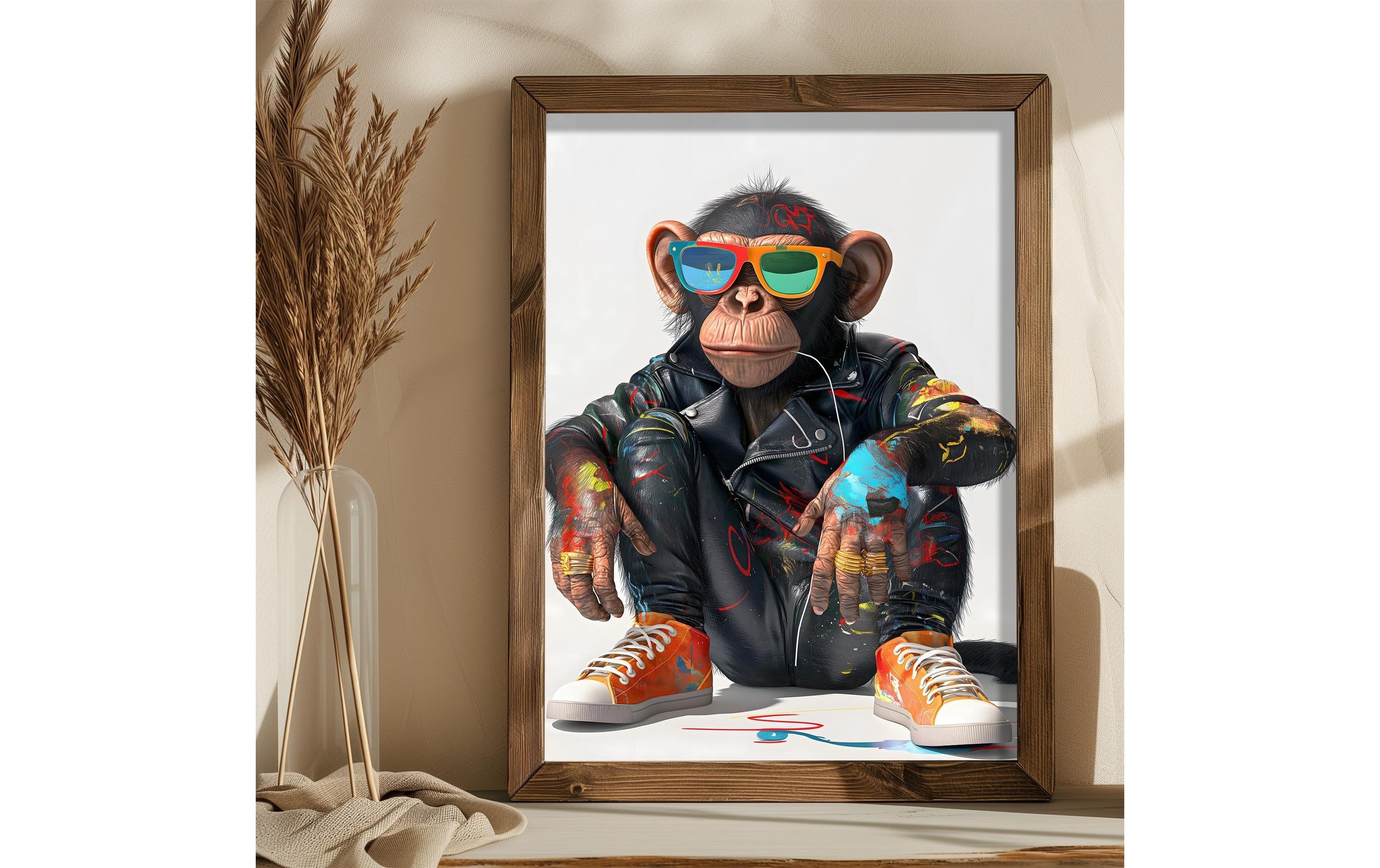   Fresque murale »Wallxpert Schimpanse mit Brille« Singes