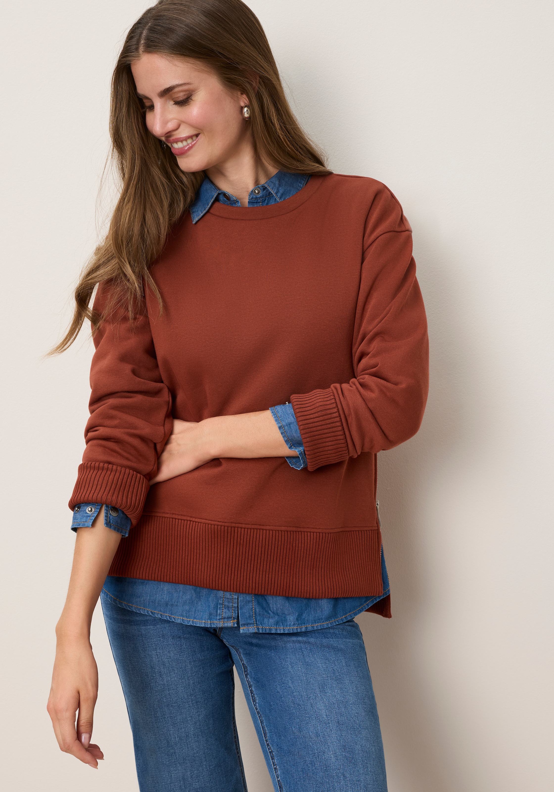 Image of Tamaris Sweatshirt "mit seitlichen Reissverschlüssen", aus elastischer Baumwollqualität