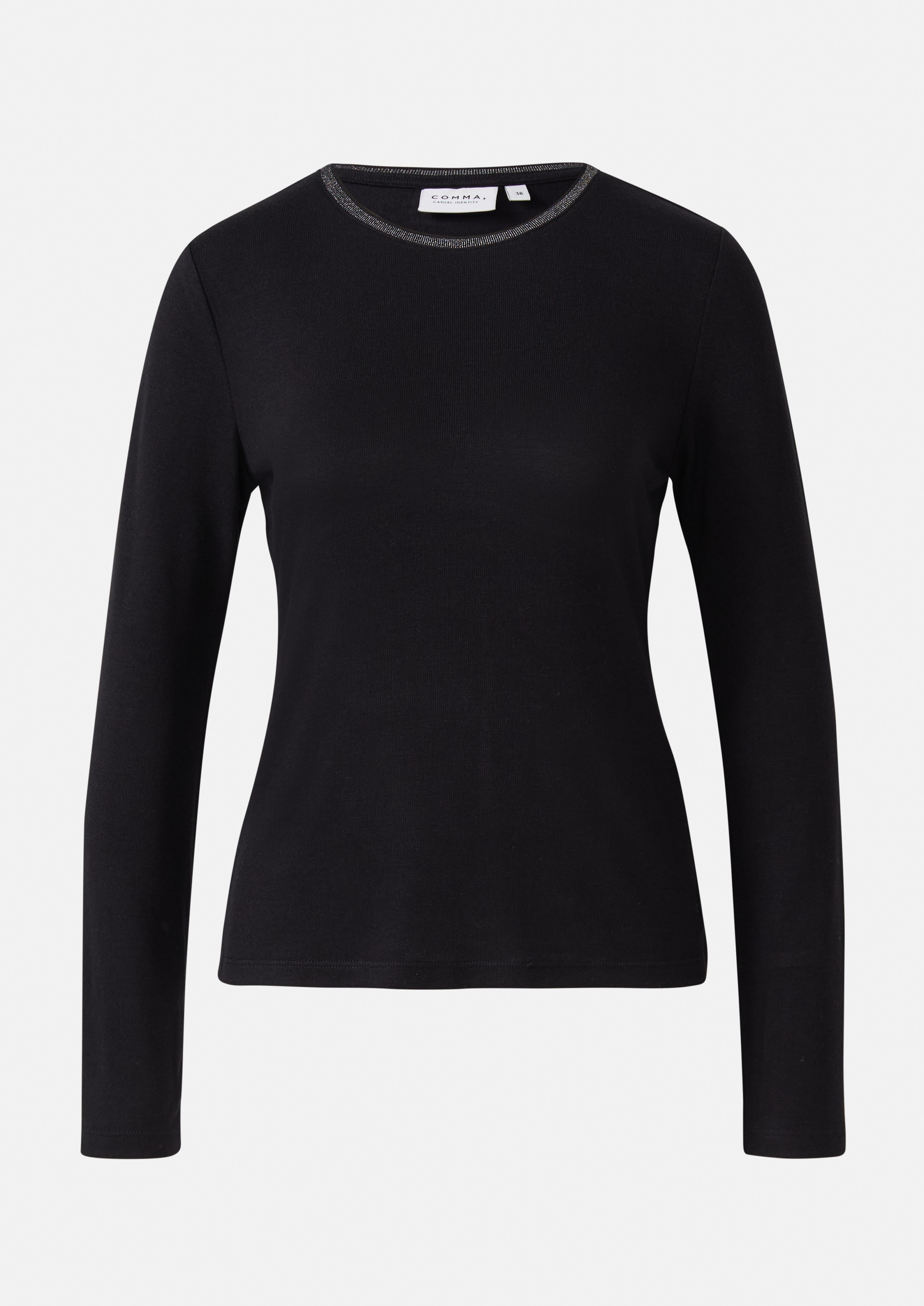 comma casual identity Longsleeve, mit Glitzer-Rundhals