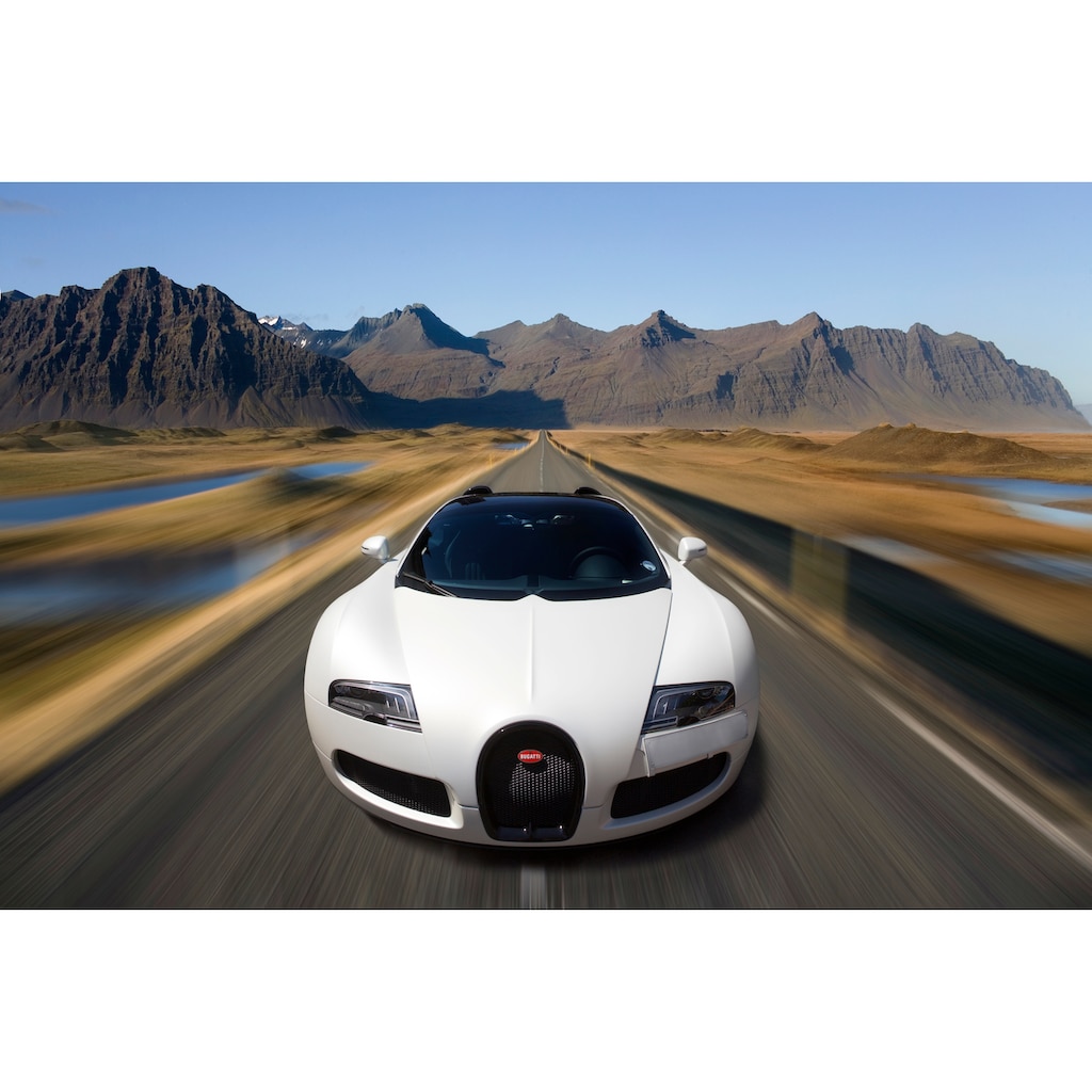 Papermoon Fototapete »SUPER CAR-BUGATTI AUTO RACING MOTOR GEBIRGE ISLAND«