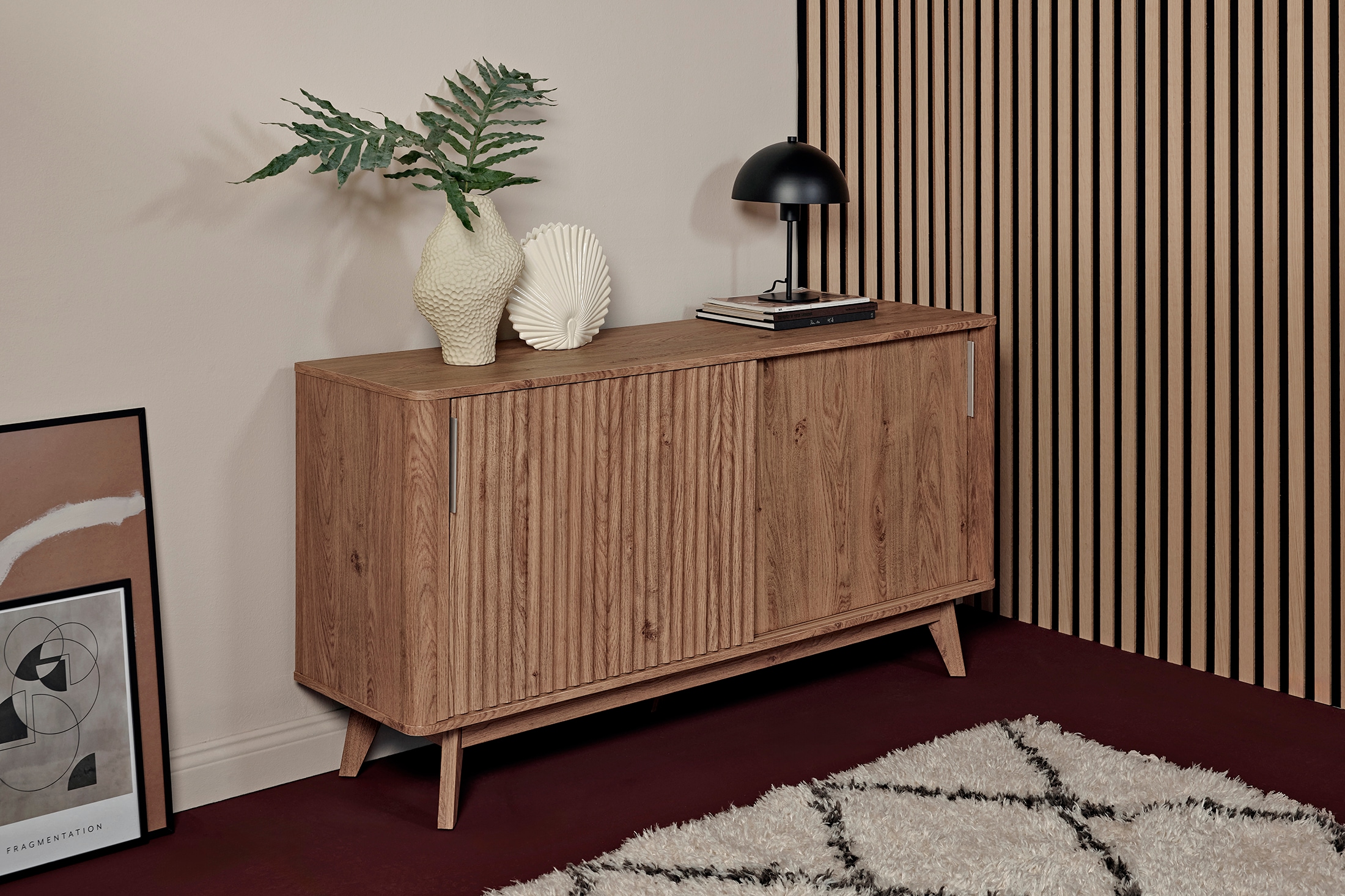 Jahnke Sideboard »WAVE SBS 145« 1 Stk. tlg. Retro-Stil, mit 2 Schiebetüren, ca. 148 cm