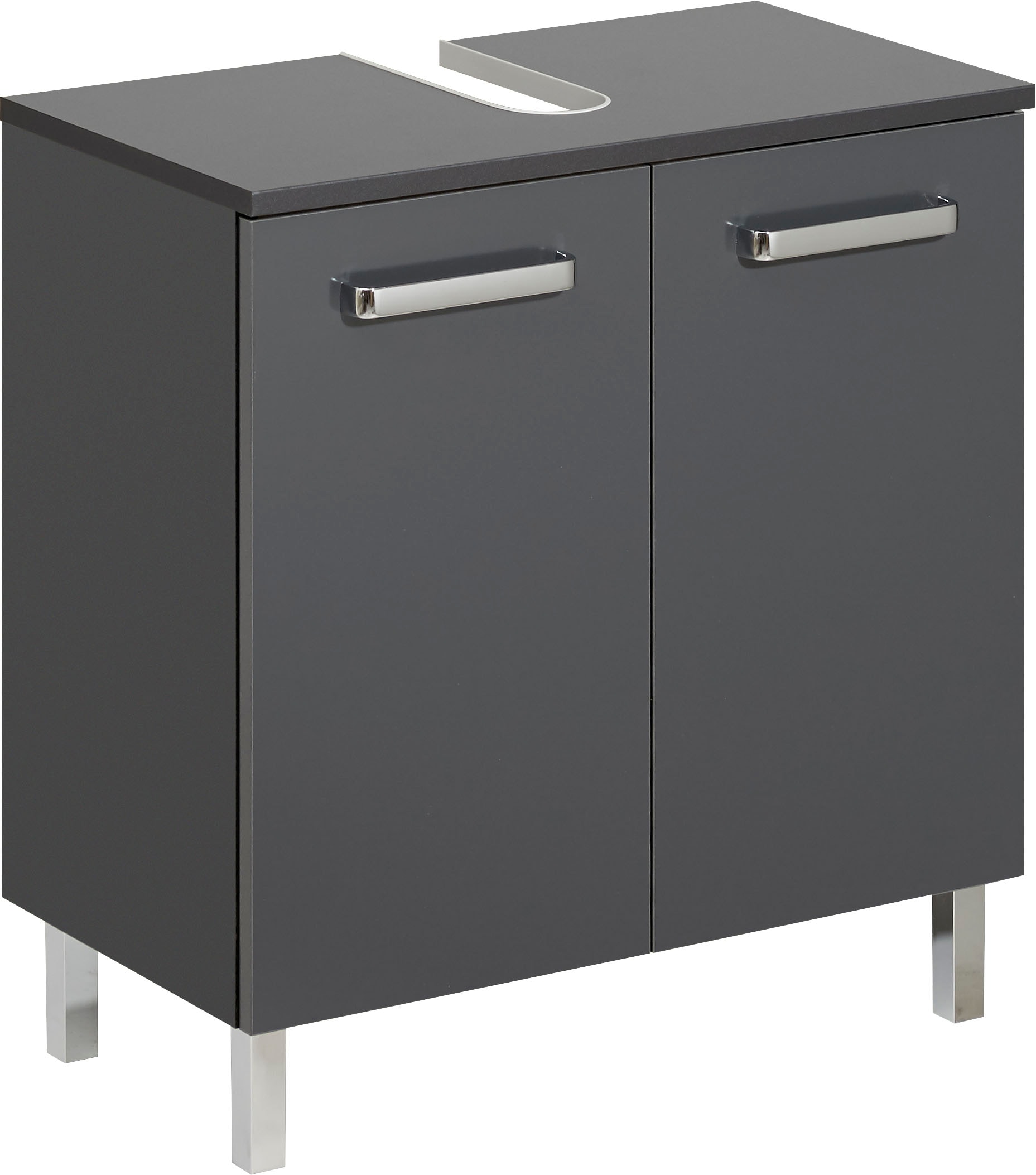 Image of Saphir Waschbeckenunterschrank "Quickset Unterbeckenschrank mit 2 Türen, 60 cm breit, ohne Waschbecken" Waschbeckenschrank inkl. Türdämpfer, Griffe in Chrom Glanz