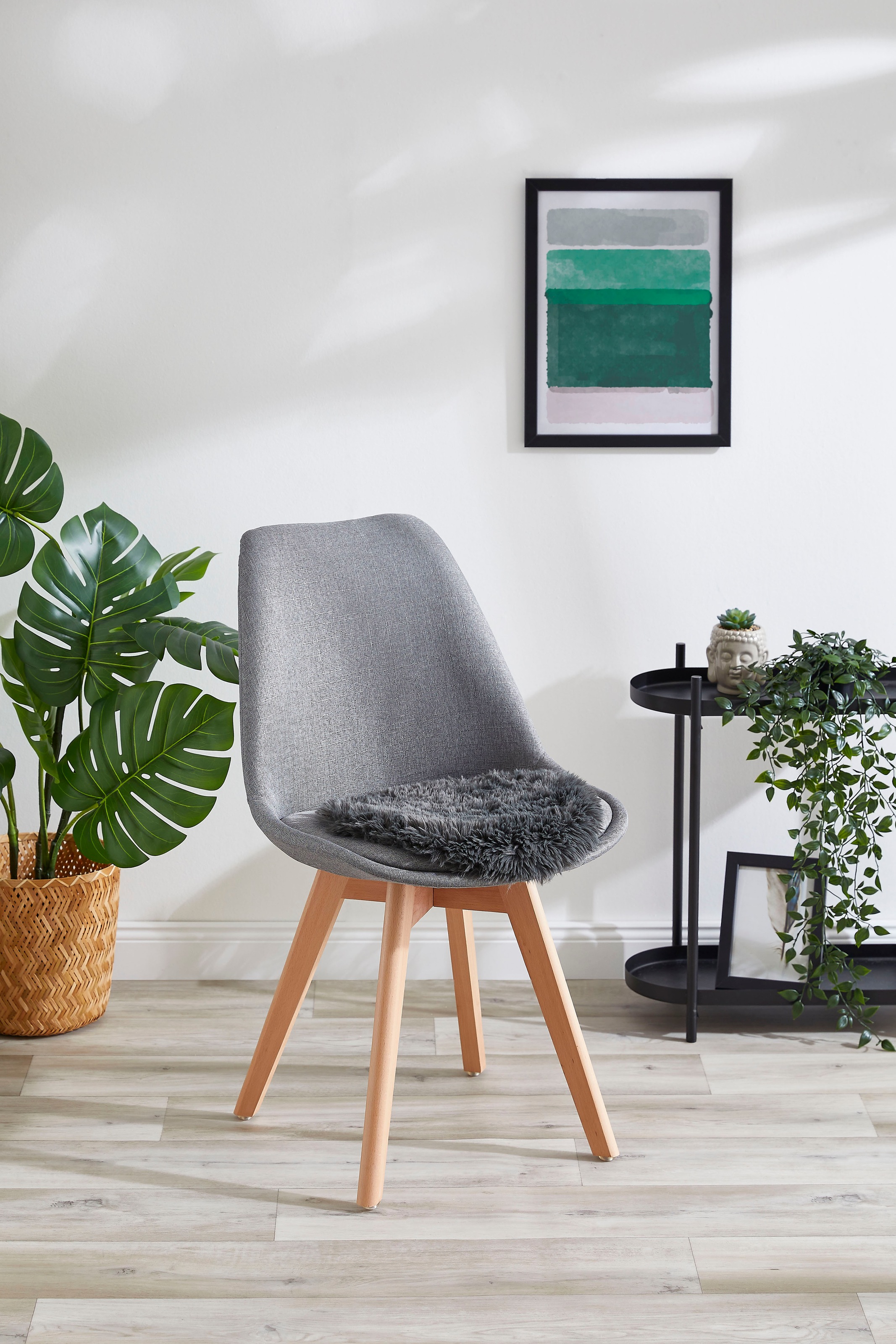 Image of GOODproduct Stuhlkissen "Sitzauflage Alpa, Kunstfell, 4er Set" ungepolstert, rund, Ø 34 cm, sehr weich, waschbar