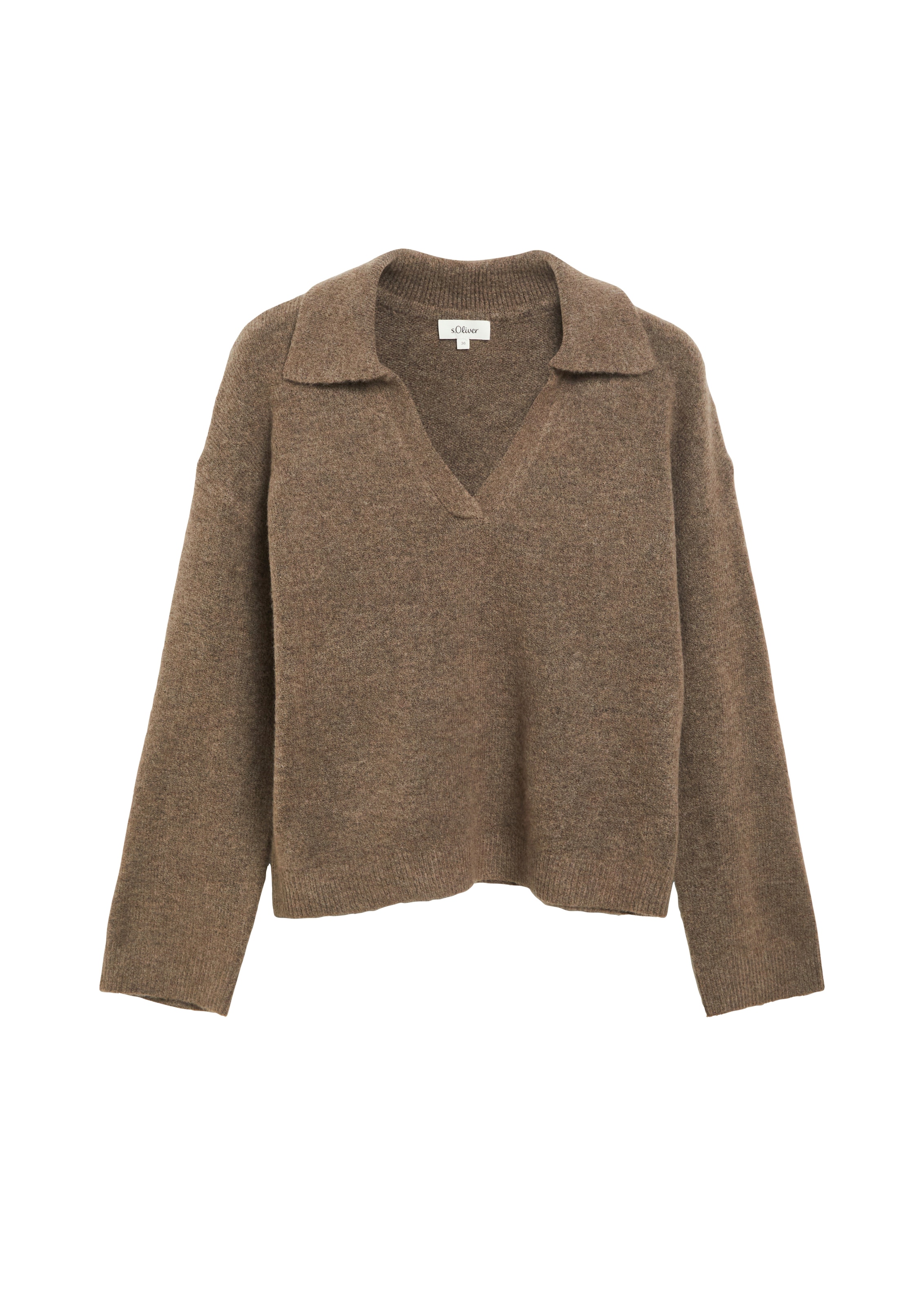 s.Oliver Strickpullover Winterpullover mit Hemdkragen und V-Ausschnitt