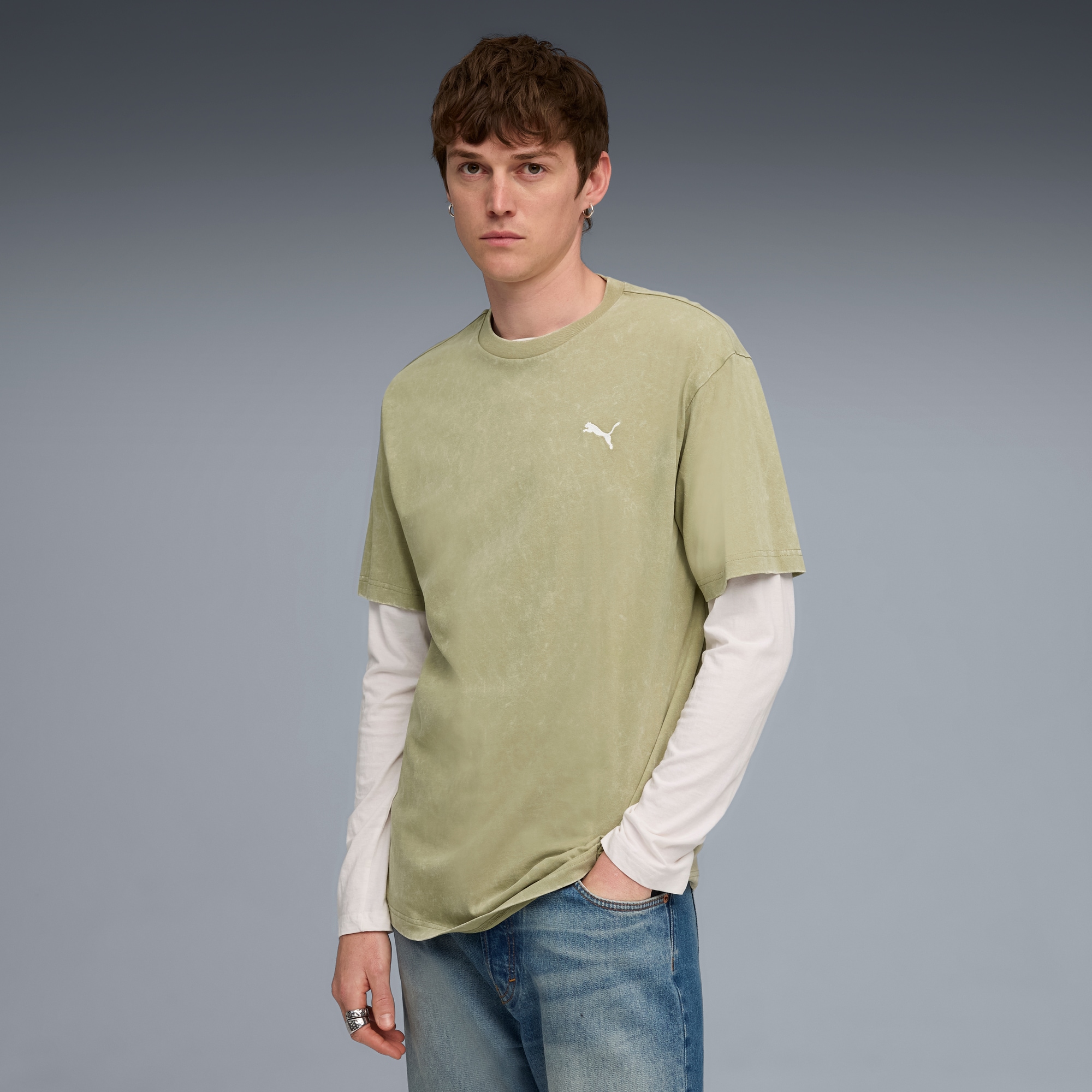 Image of PUMA T-Shirt "ESS ELEVATED RELAXED WASH TEE" Kurzarm, für Freizeitaktivitäten, aus weichem Jersey-Material