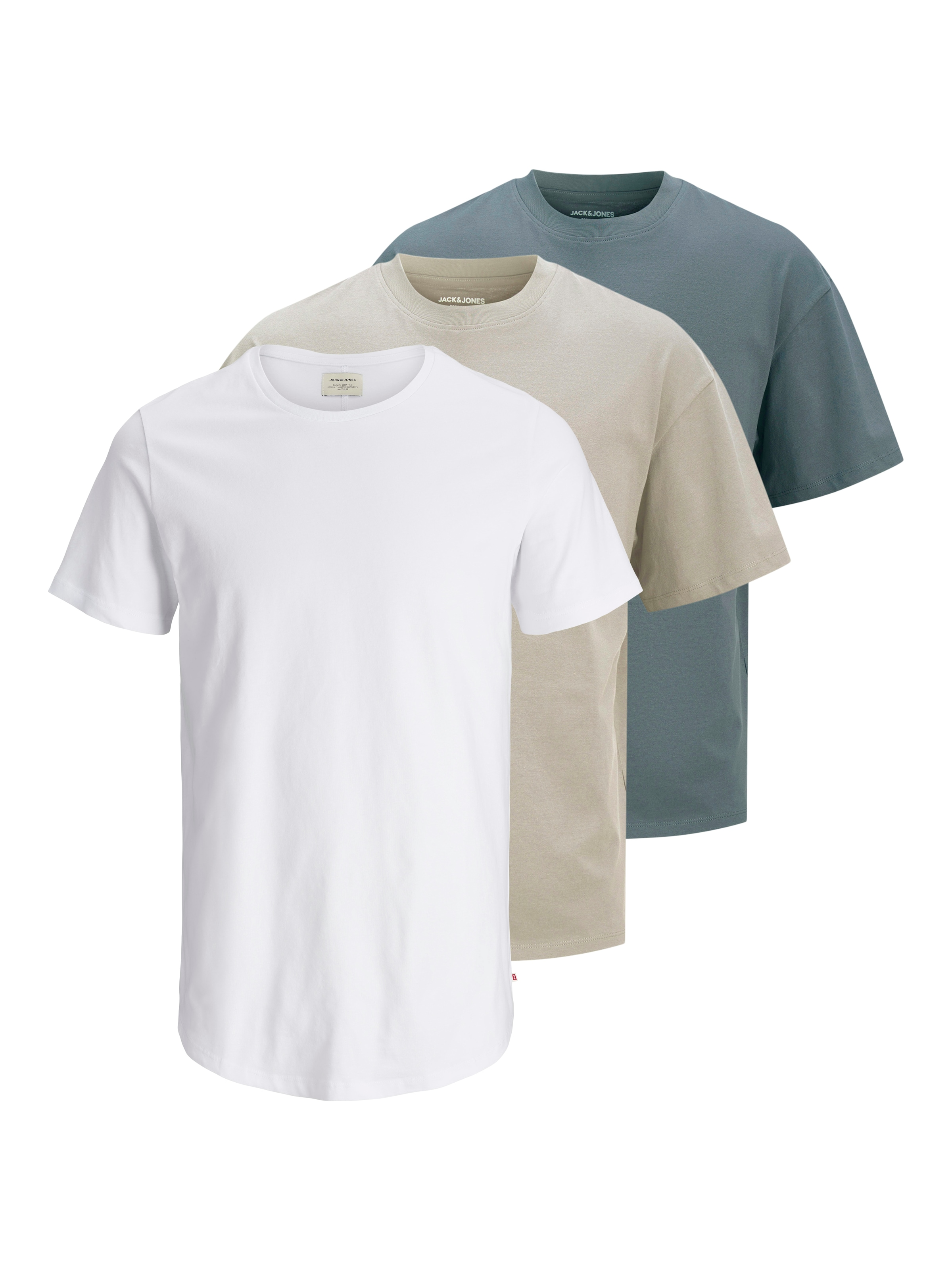 Image of Jack & Jones Kurzarmshirt "JJHUGO LOOSE TEE SS CREW NECK 3PK MP" Baumwolle, loose fit