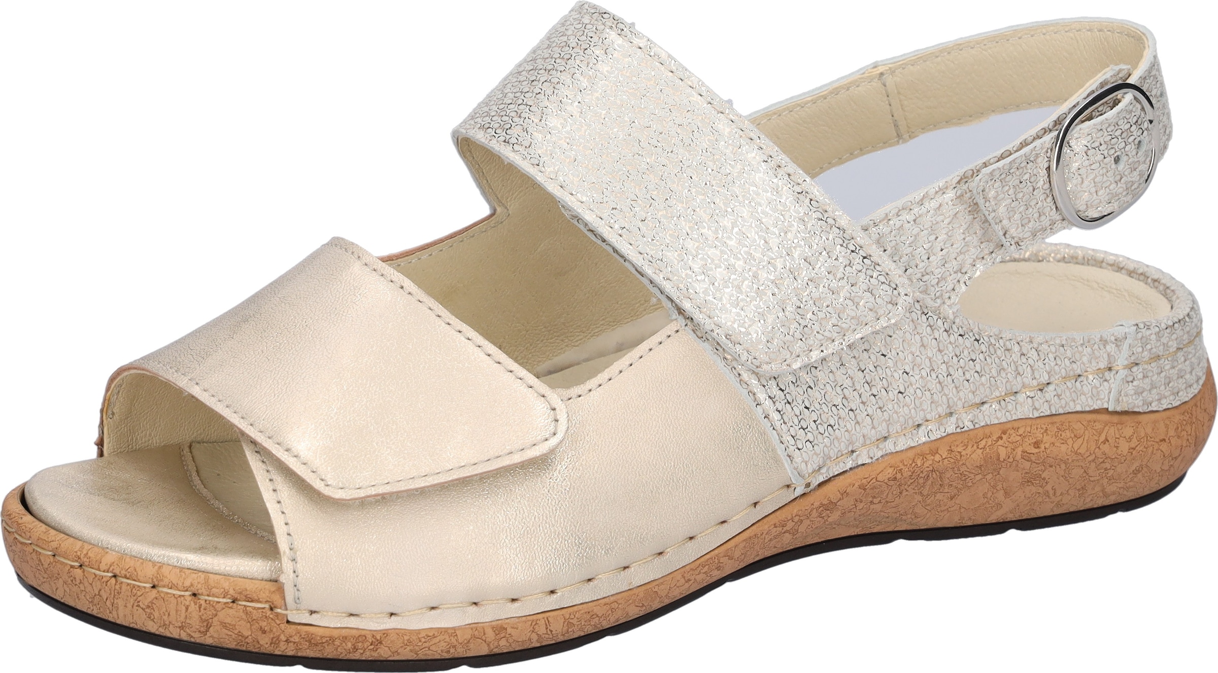 Image of Waldläufer Sandale "K-HELIETT" Sommerschuh, Keilsandalette, Metallic-Look, in Extraweite K