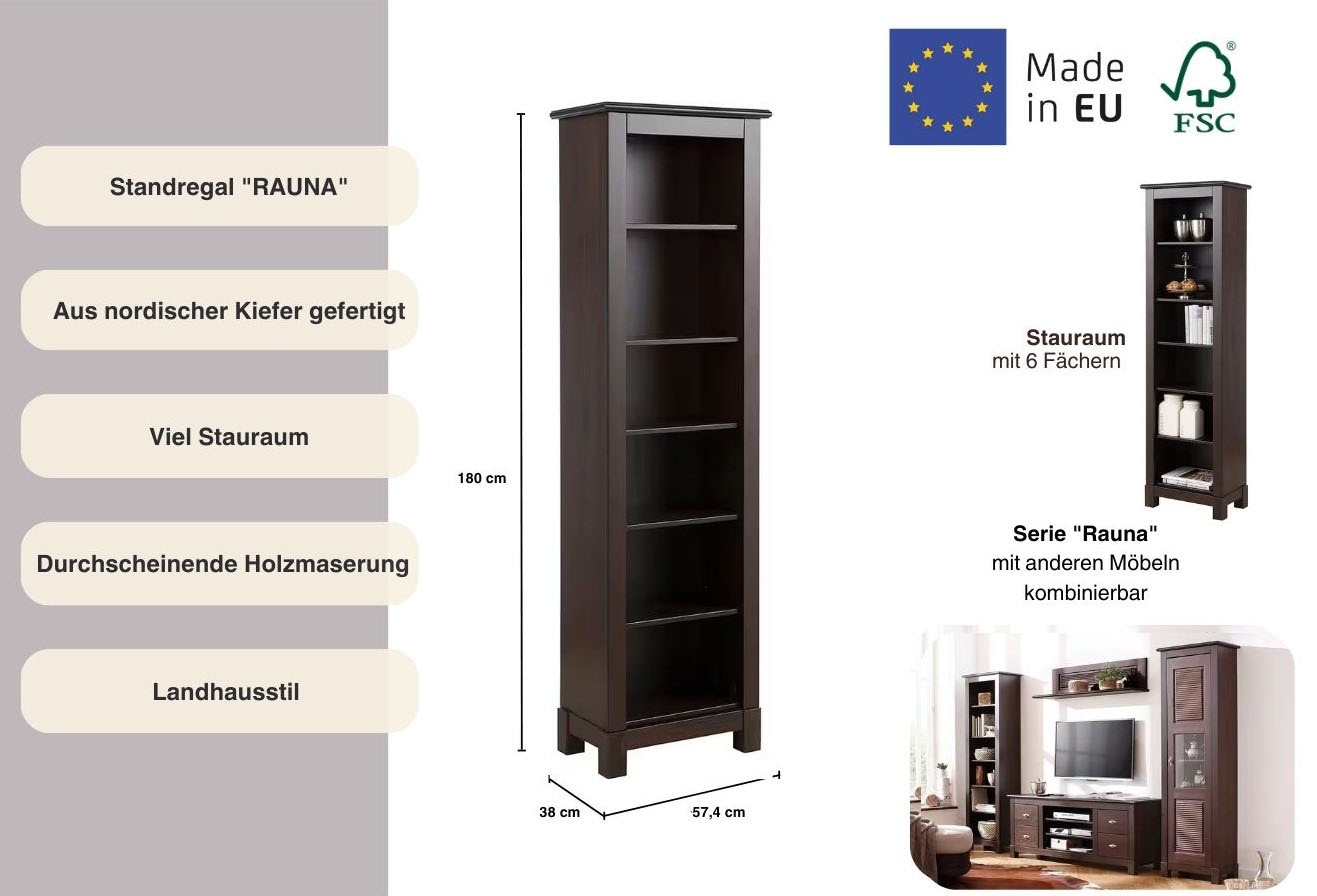 Home affaire Standregal »Rauna«, Höhe 180 cm, aus massiver Kiefer