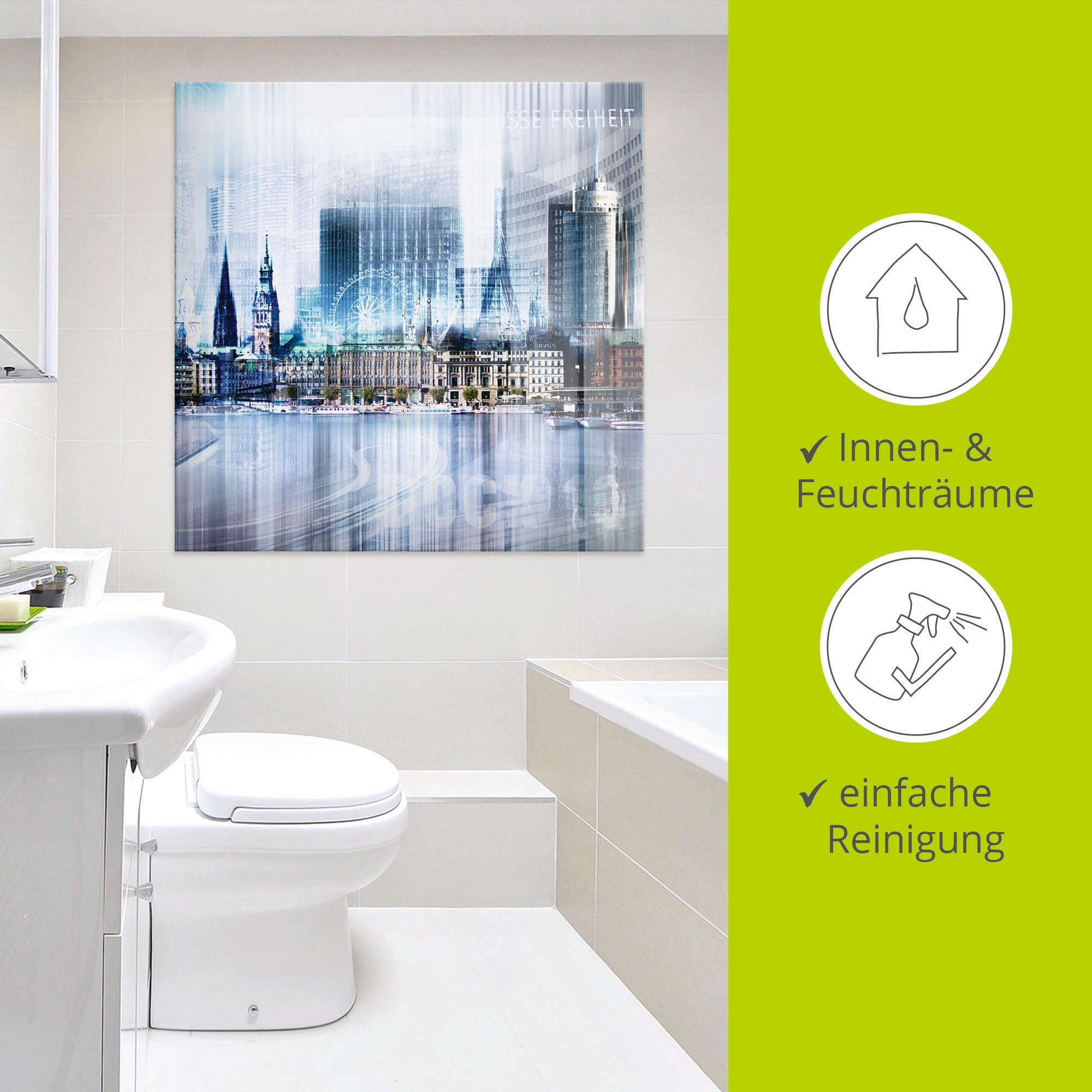 Artland Tableau en verre »Hamburg Abstrakte Collage« 1 cuis tlg. in verschiedenen Grössen