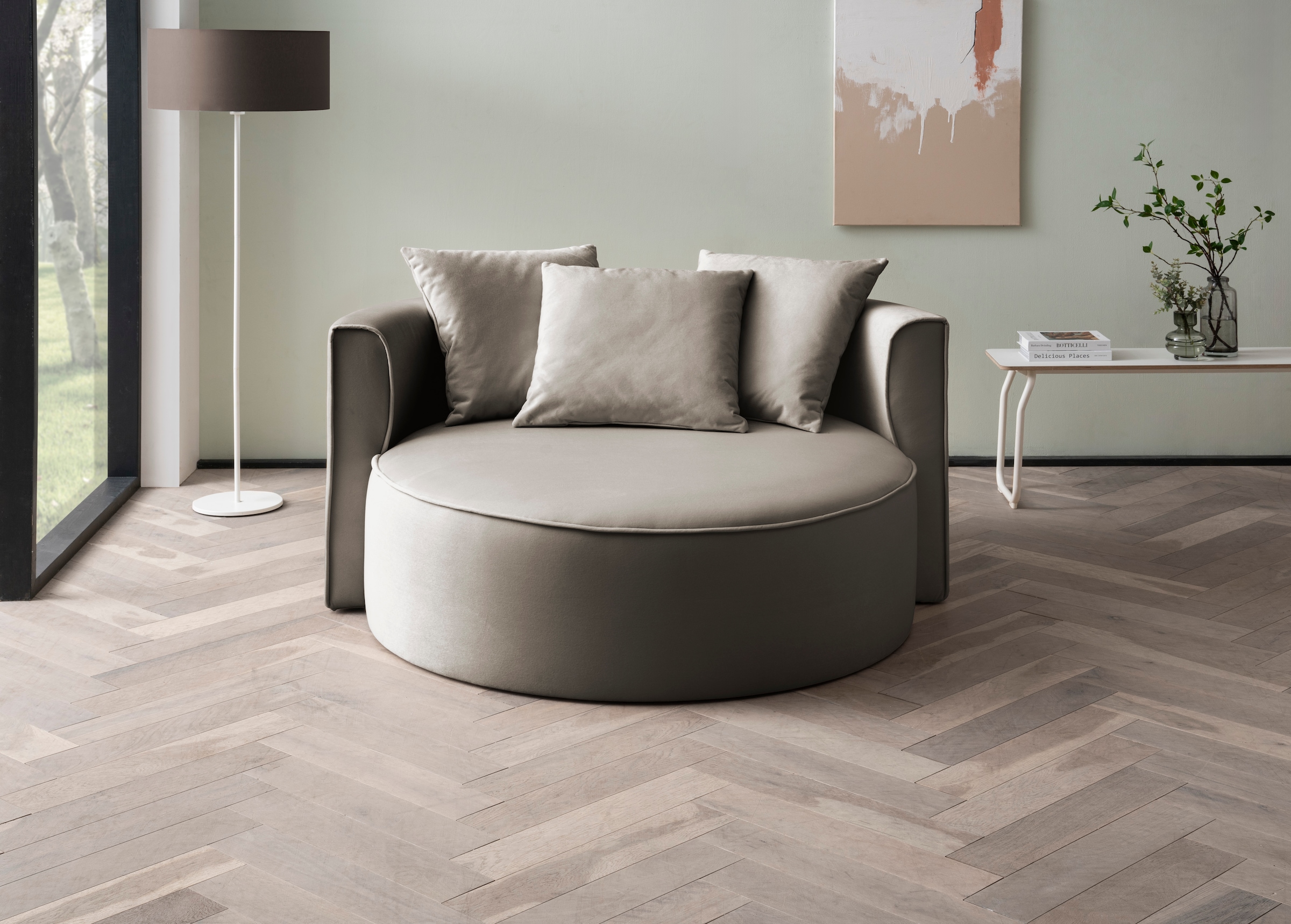 LeGer Home by Lena Gercke XXL-Sessel »Isalie, Lesesessel, Loveseat, inklusive Zierkissen«, extra grosse Sitzfläche, optional mit Hocker, Cord, Samt, Bouclé