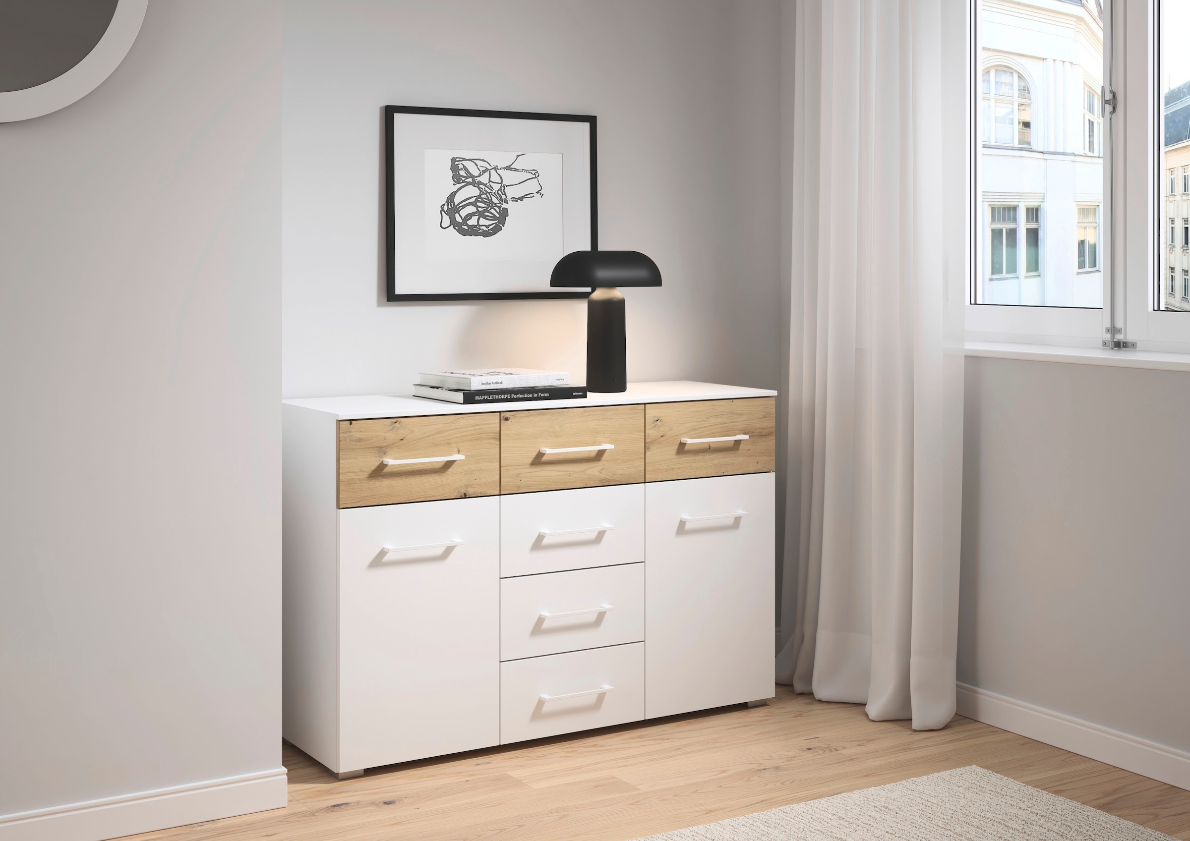rauch Commode combinée »Sideboard Kommode Schubladenkommode Türenkommode BOSTON-EXTRA« L/H/P : 120/81/42 cm,  avec 6 tiroirs spacieux, étagères réglables FABRIQUÉ EN ALLEMAGNE
