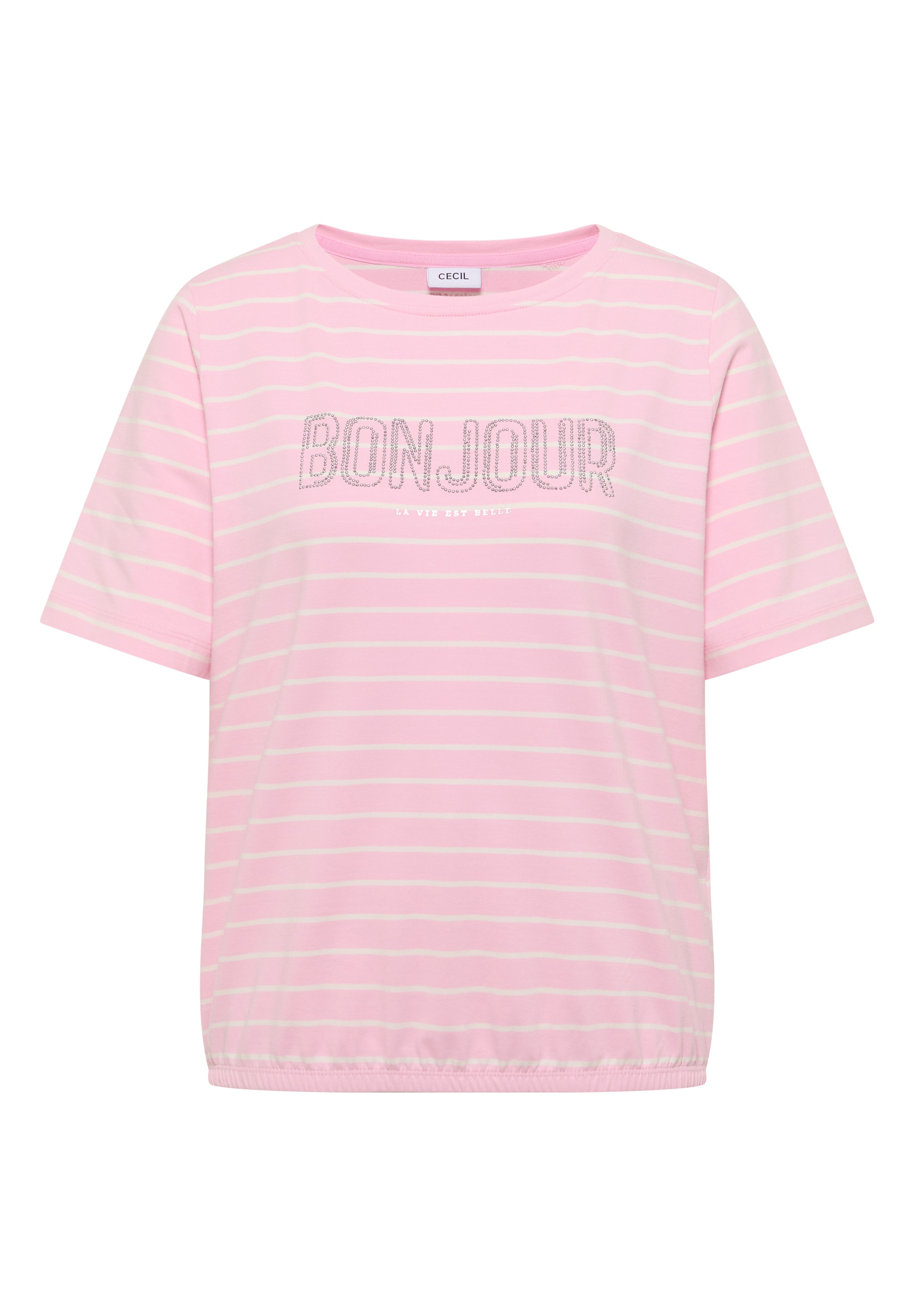 Cecil T-shirt à manches courtes Sommershirt mit Streifen und Wording