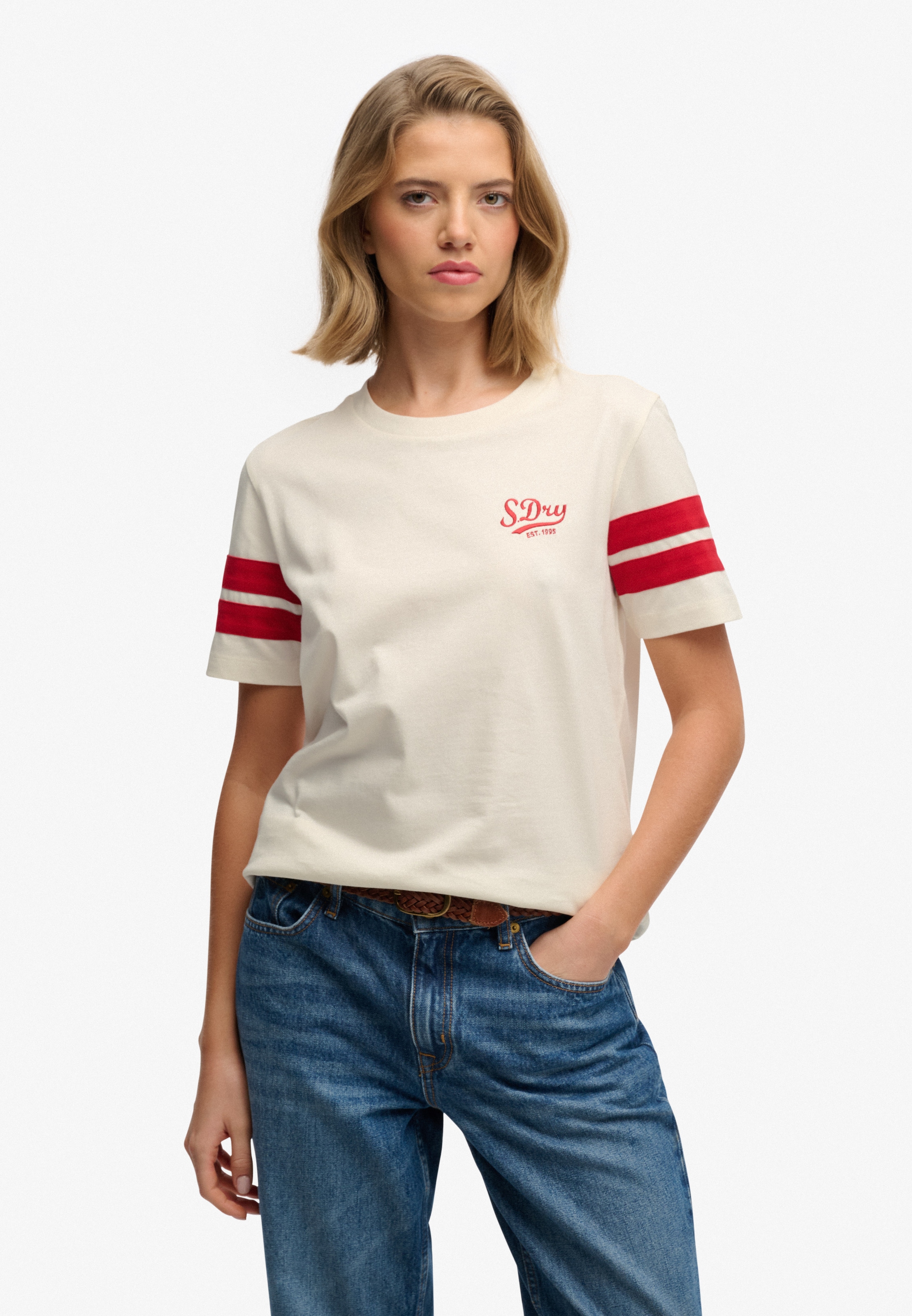Image of Superdry Print-Shirt "VARSITY STRIPE SCRIPT TEE"