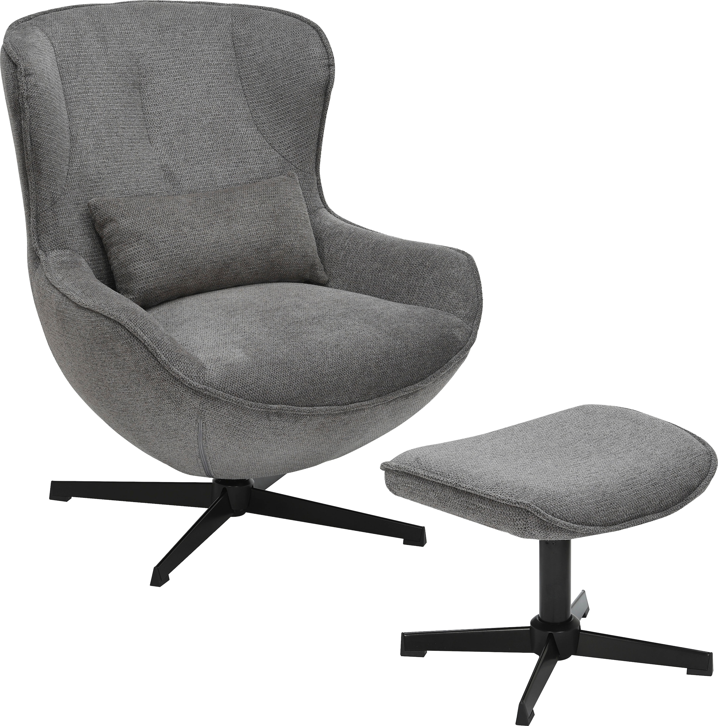 GOODproduct Sessel »YOLLI Relaxsessel, TV-Sessel mit Hocker« 360° Grad drehbar, Struktur-Bezug