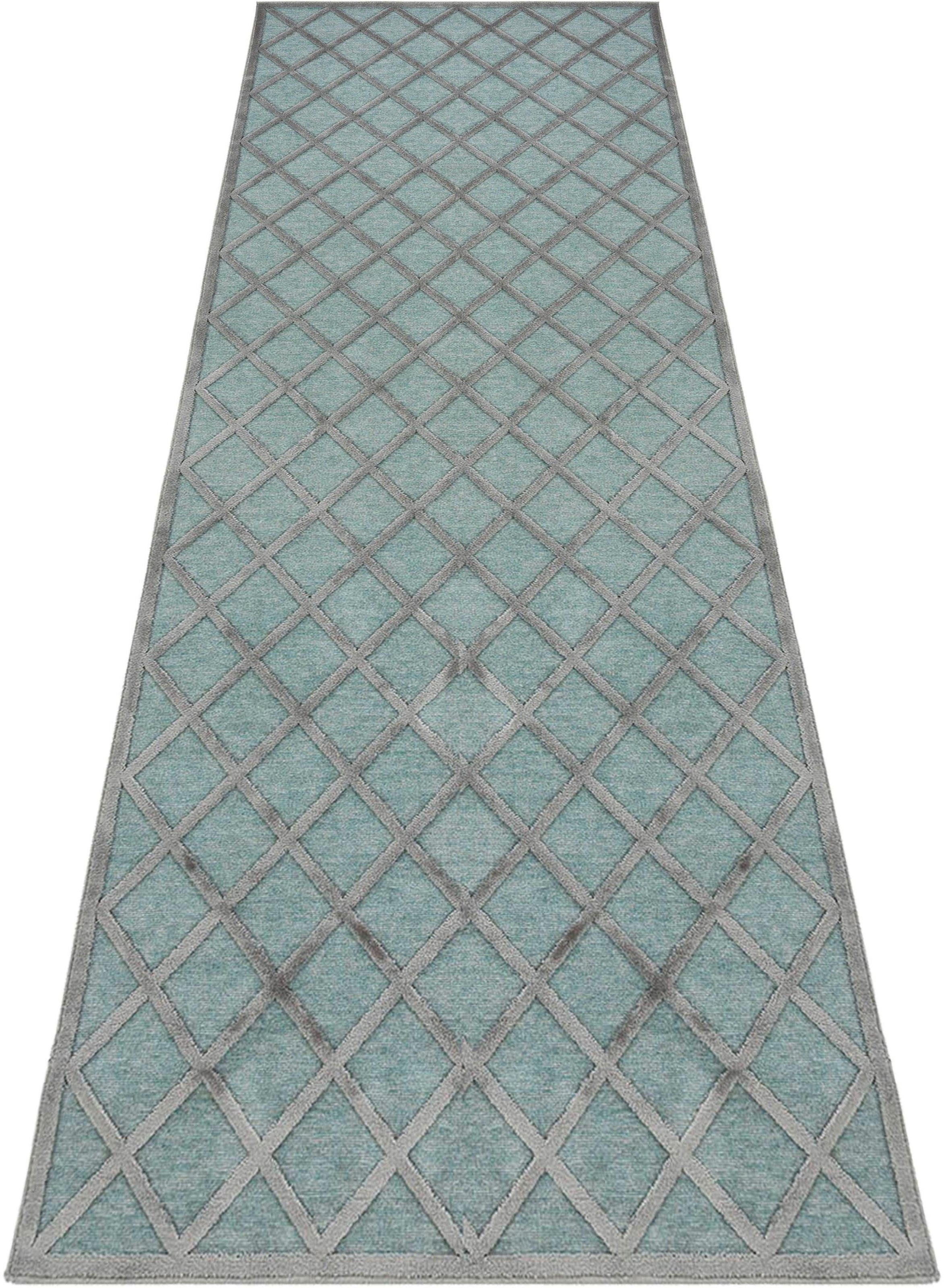 Image of MINT RUGS Läufer »Danton«, rechteckig, 4 mm Höhe, Viskose Glanz, Hoch-Tief Struktur, Wohnzimmer, Schlafzimmer, Robust, Pflegeleicht, Gitter Muster bei Ackermann Versand Schweiz