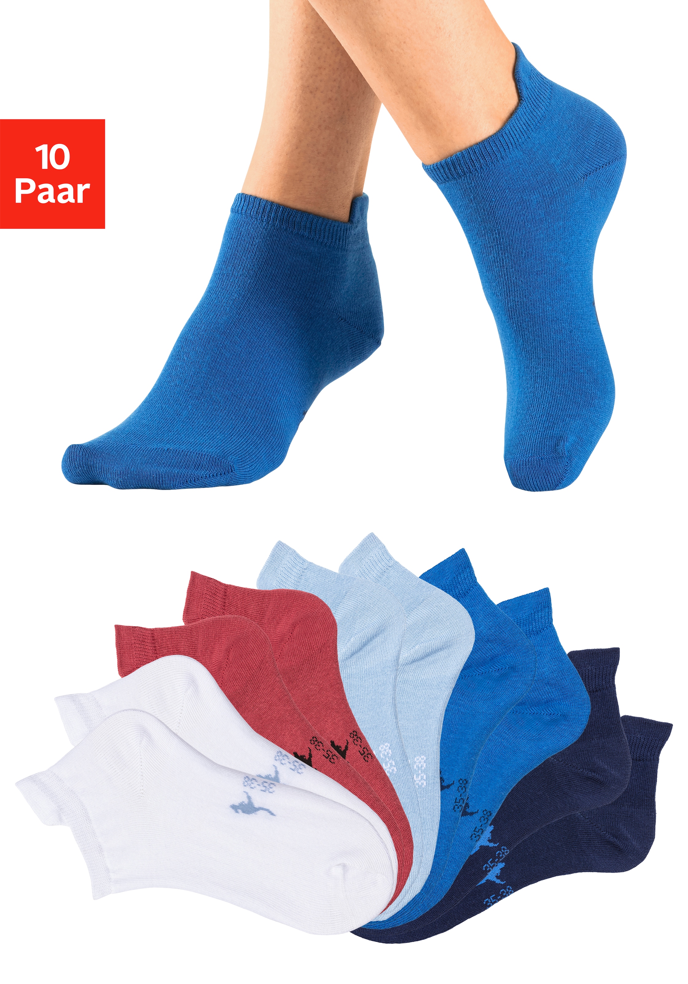 KangaROOS Sneakersocken, (Packung, 10 Paar), mit verlängertem Bündchen hinten