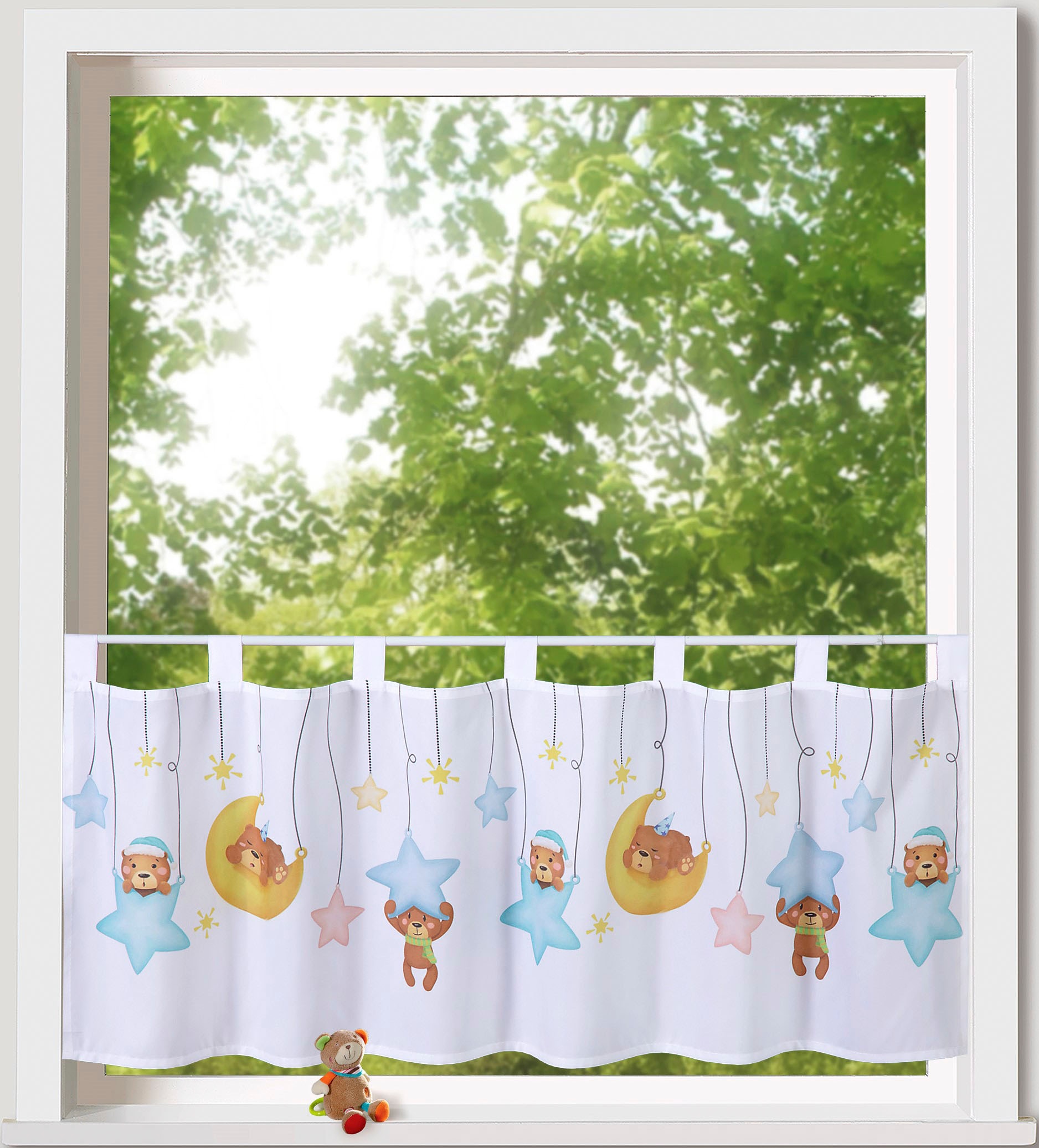 Image of Weckbrodt Scheibengardine "Henry" Schlaufen 1 Stk. tlg. Bistro, Voile, Kinder, bedruckt, HxB 45x120cm, Gardine, Store